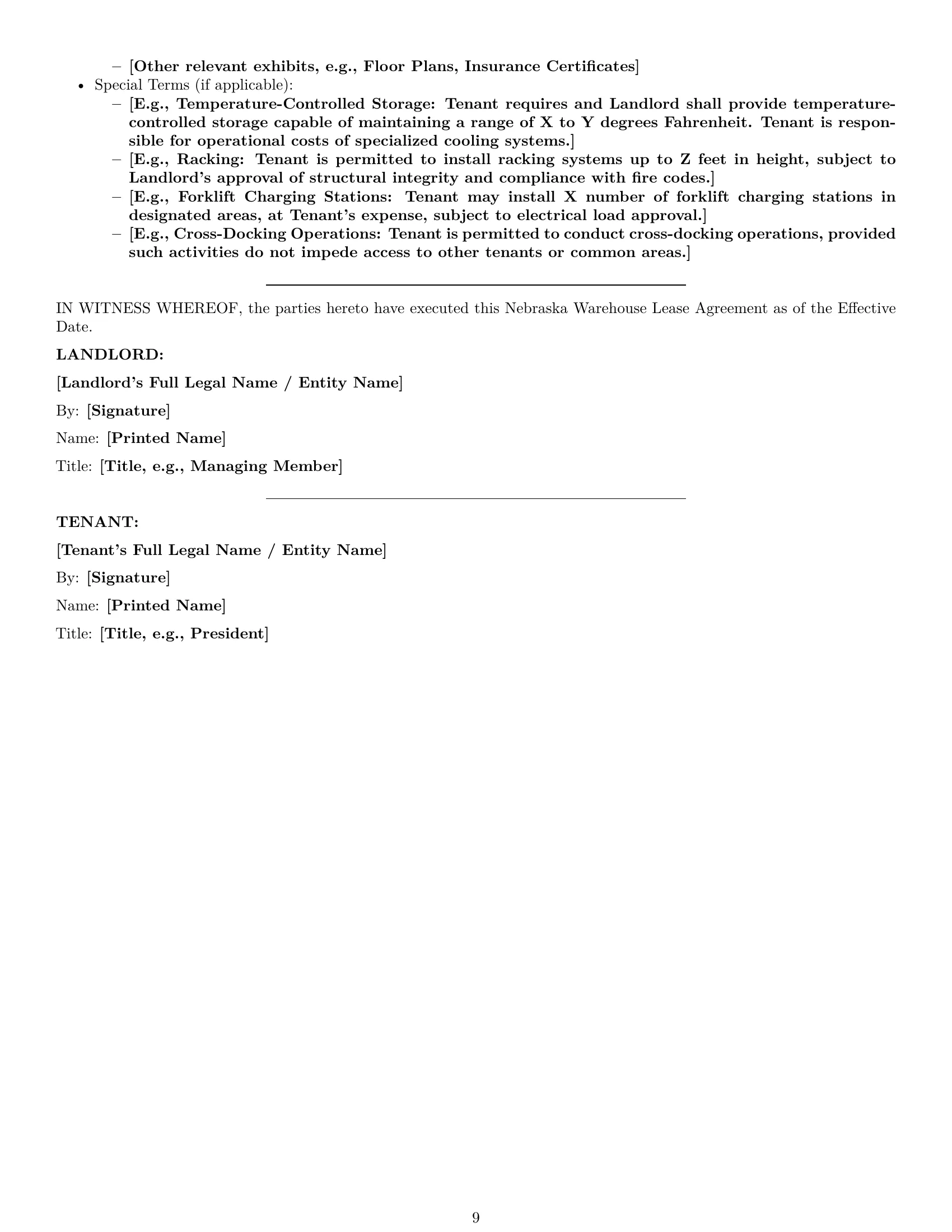 Preview page 9 of Pro Nebraska warehouse lease agreement template
