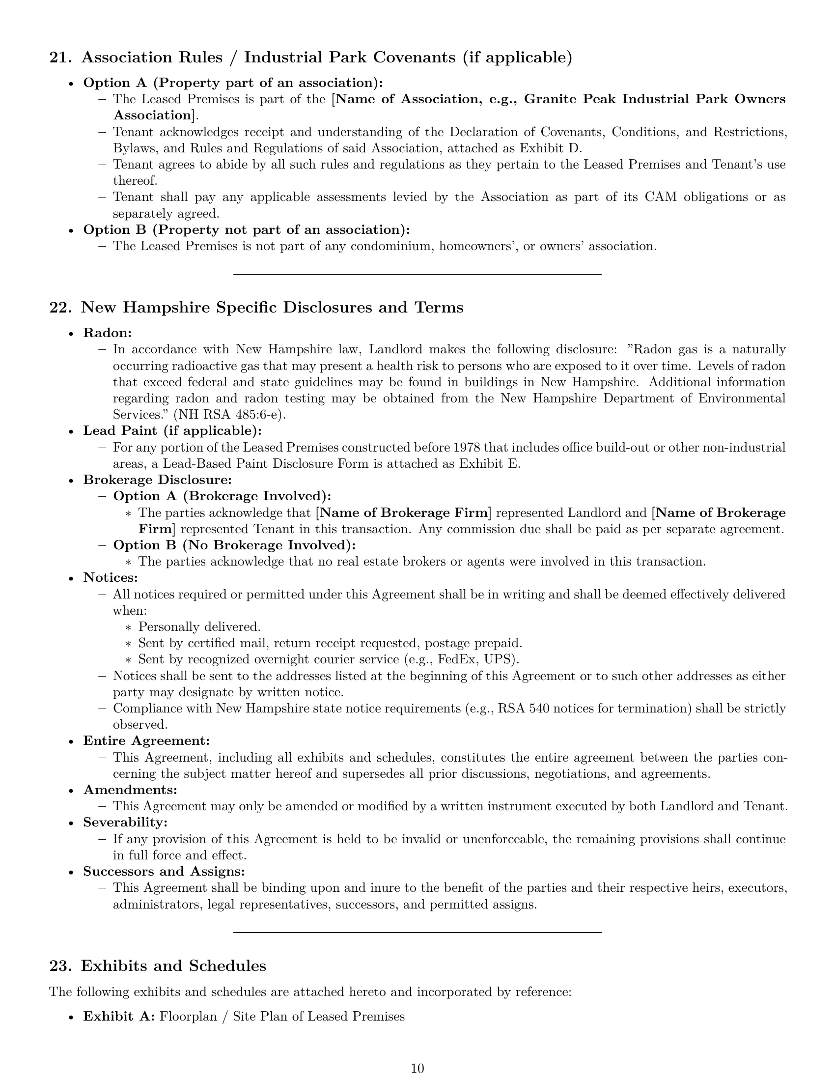 Preview page 10 of Pro New Hampshire warehouse lease agreement template