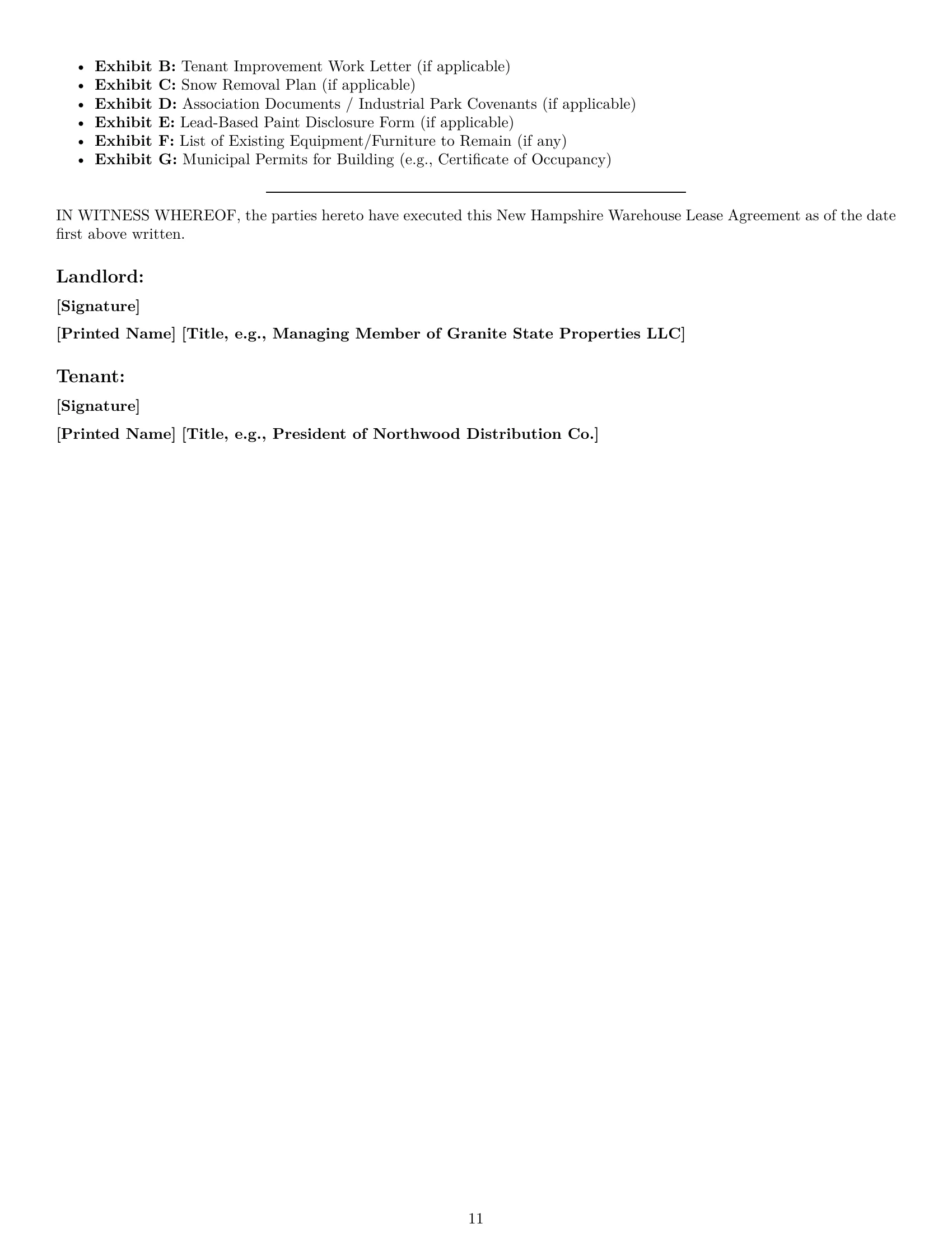 Preview page 11 of Pro New Hampshire warehouse lease agreement template