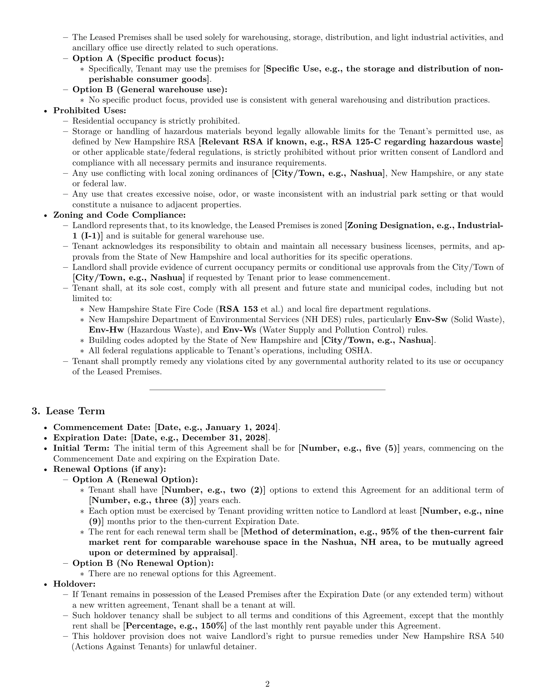 Preview page 2 of Pro New Hampshire warehouse lease agreement template