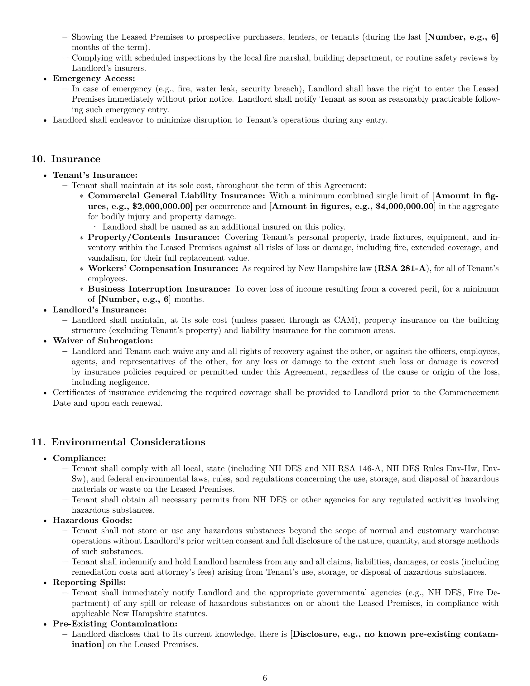 Preview page 6 of Pro New Hampshire warehouse lease agreement template