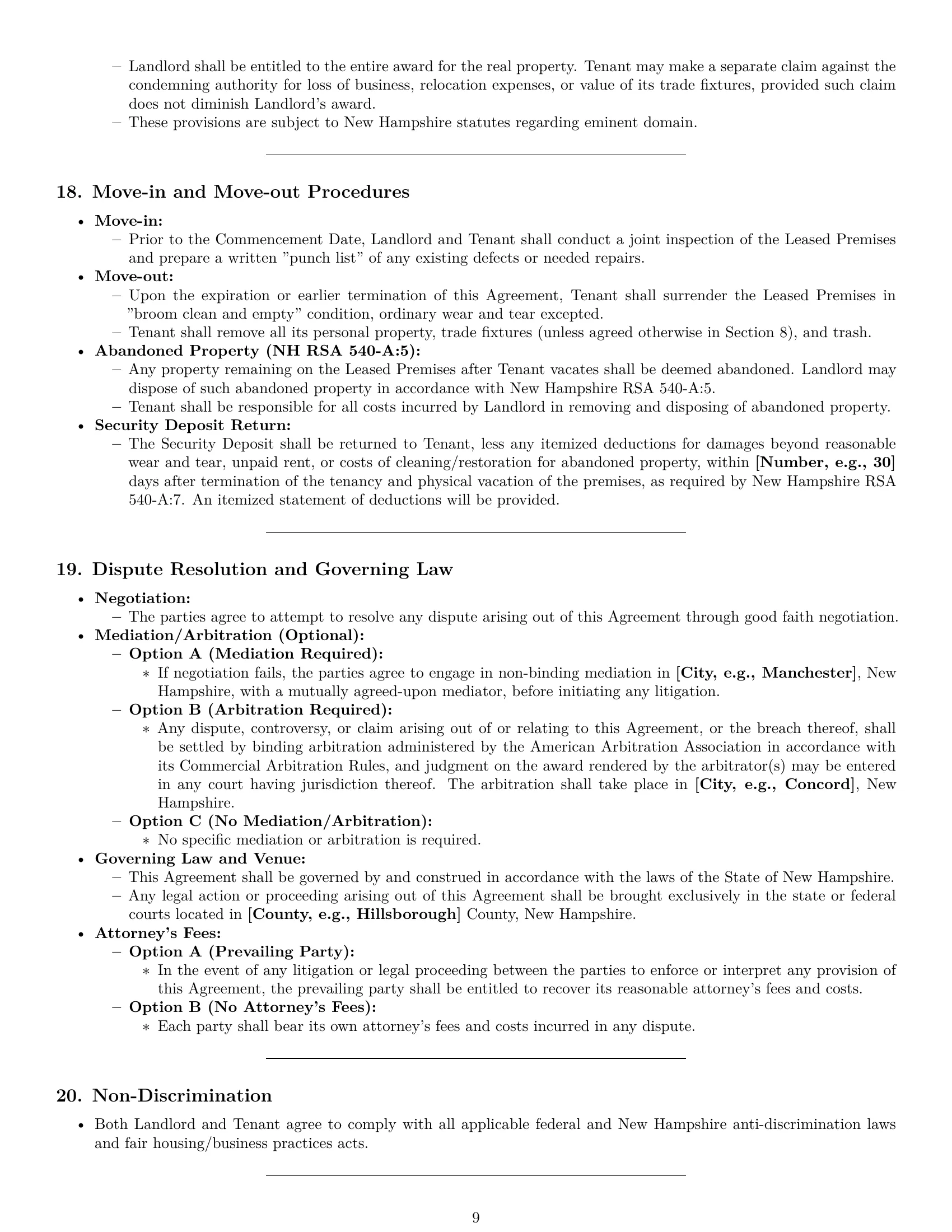 Preview page 9 of Pro New Hampshire warehouse lease agreement template