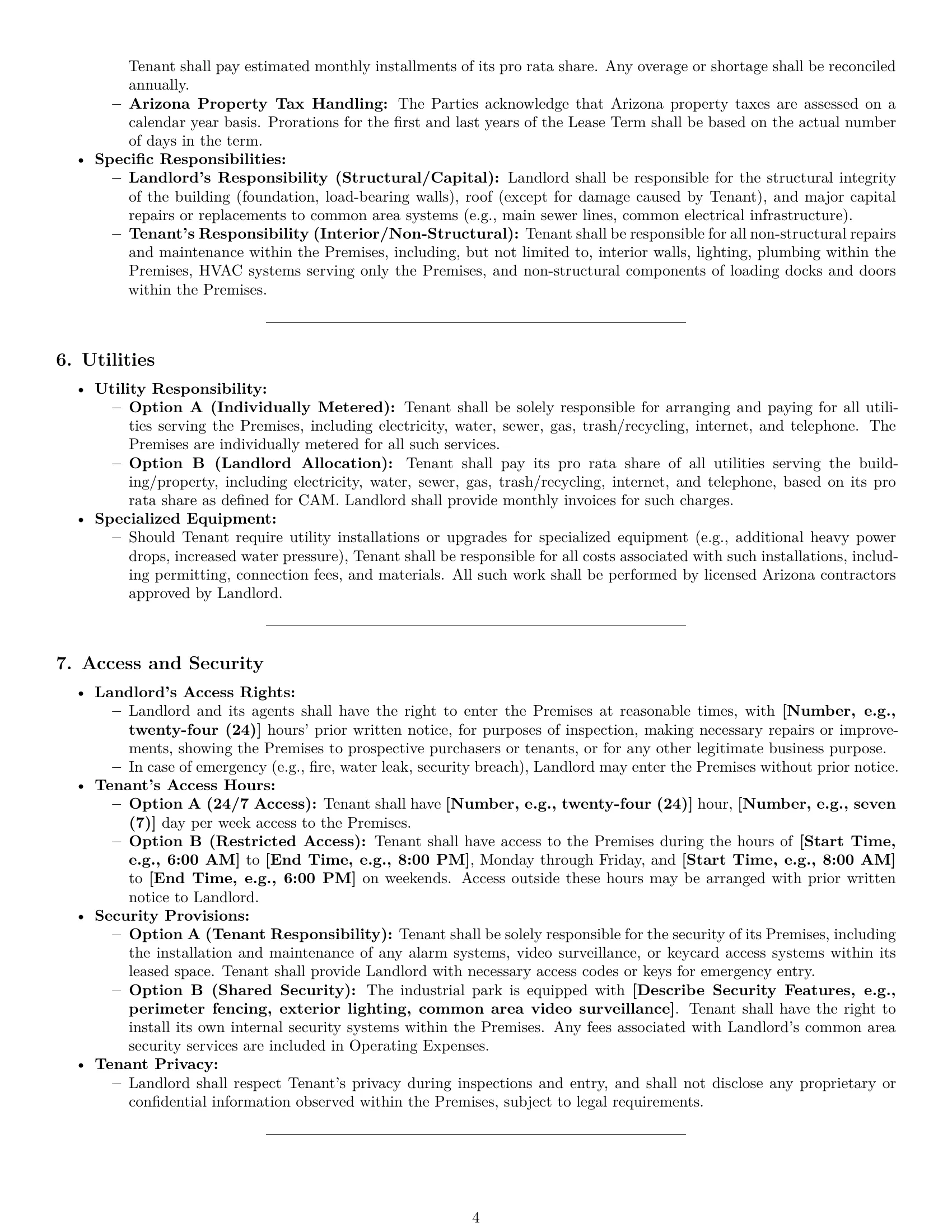 Preview page 4 of Pro Arizona warehouse lease agreement template