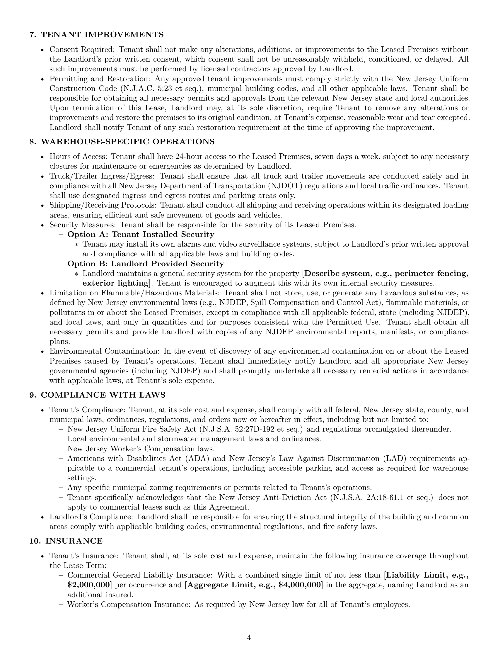Preview page 4 of Pro New Jersey warehouse lease agreement template