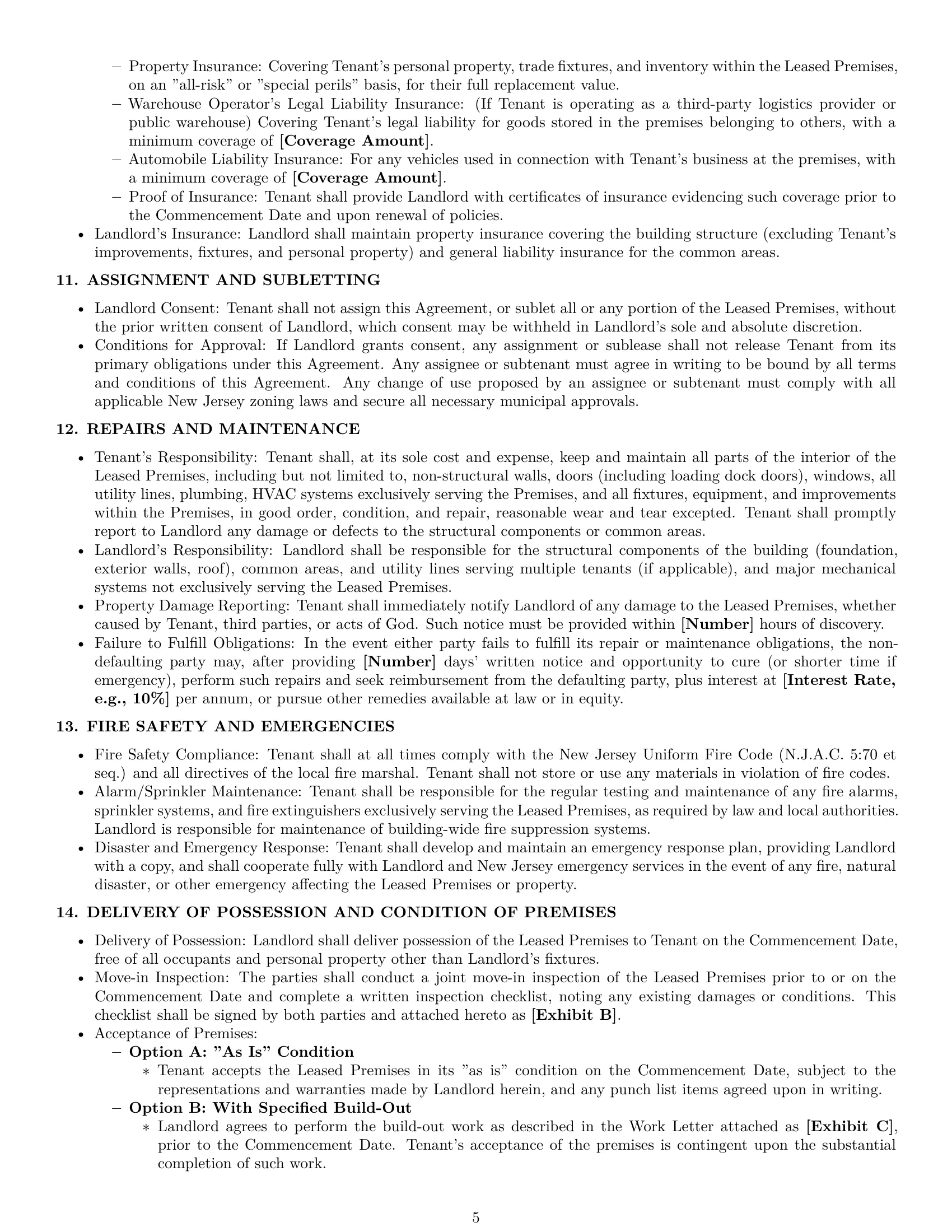 Preview page 5 of Pro New Jersey warehouse lease agreement template