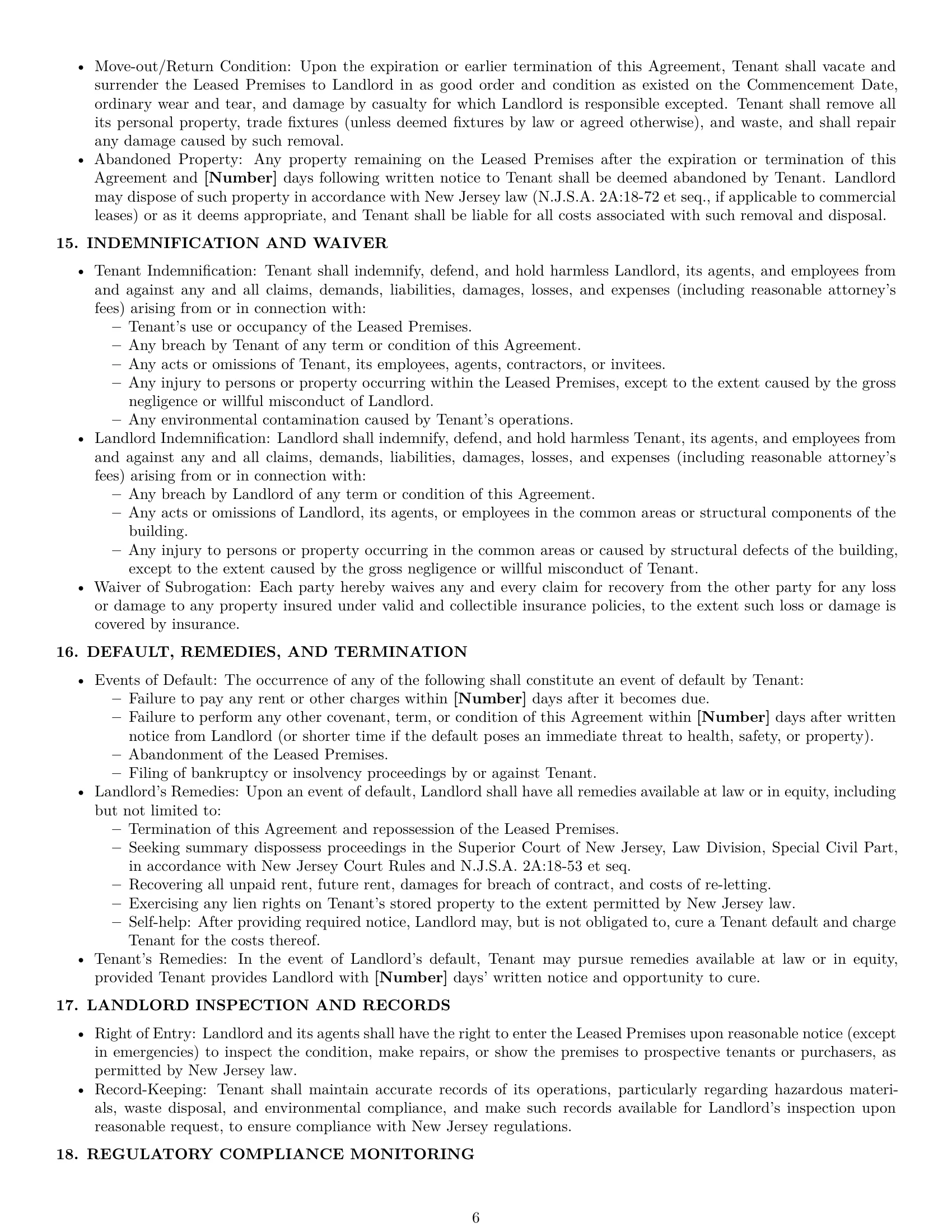 Preview page 6 of Pro New Jersey warehouse lease agreement template