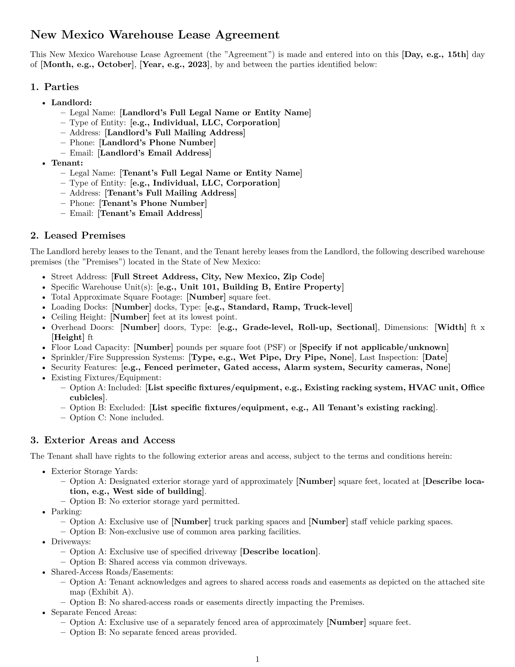 Preview page 1 of Pro New Mexico warehouse lease agreement template