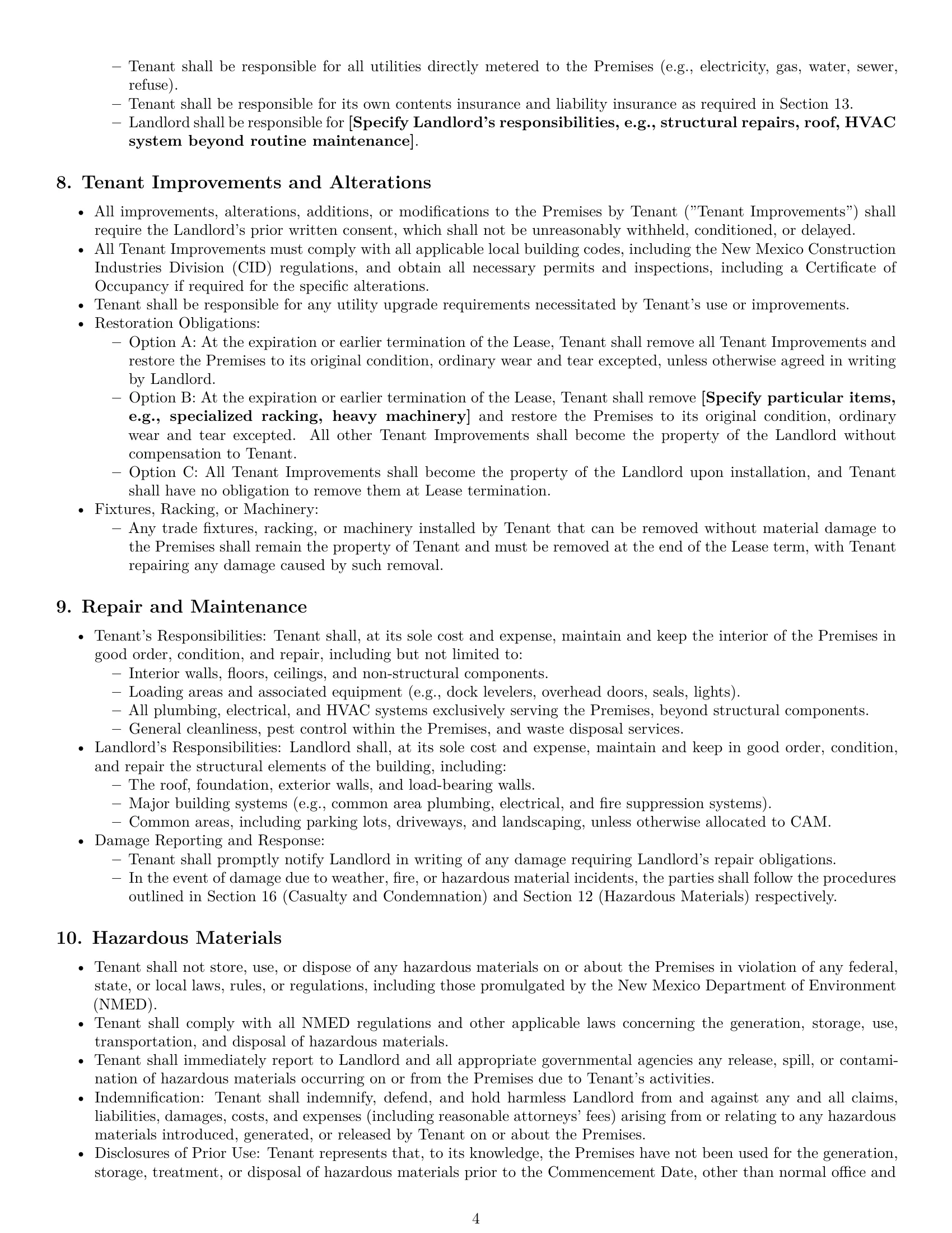 Preview page 4 of Pro New Mexico warehouse lease agreement template