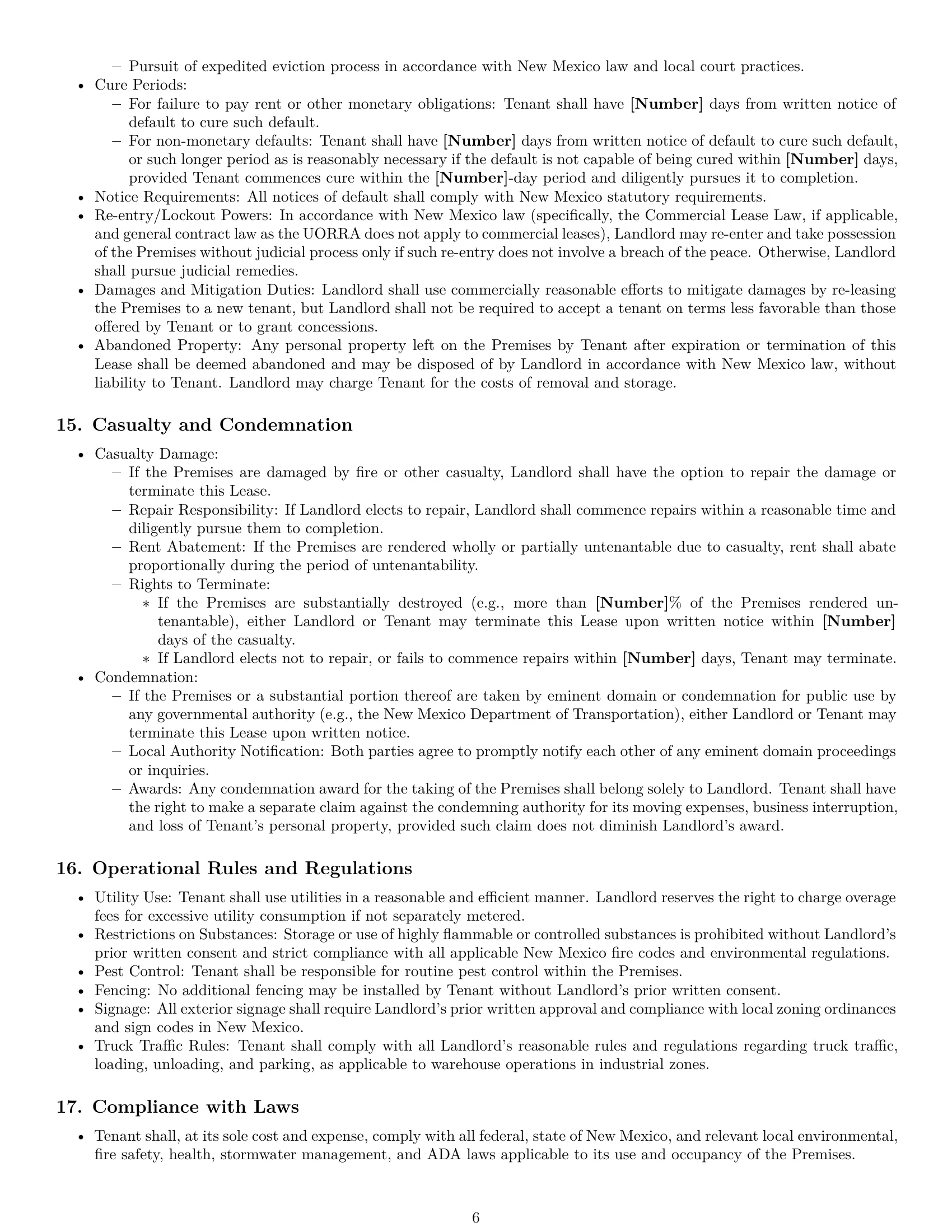 Preview page 6 of Pro New Mexico warehouse lease agreement template