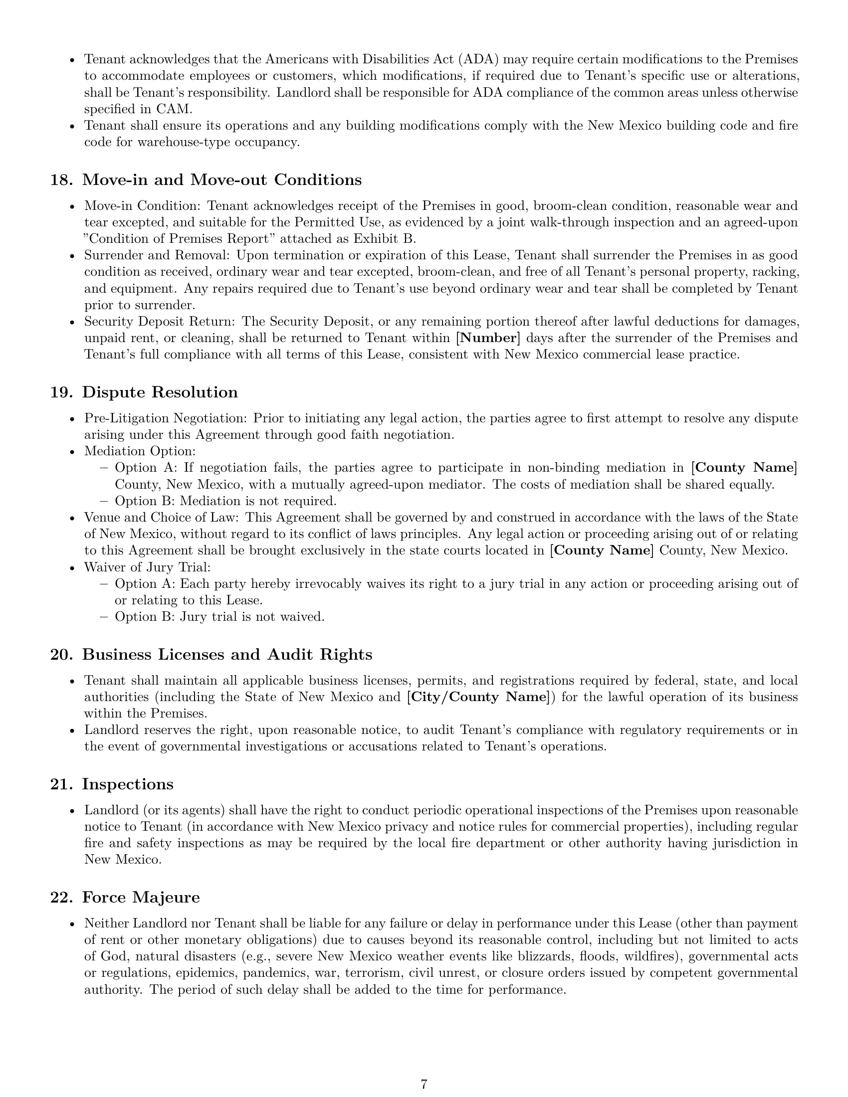 Preview page 7 of Pro New Mexico warehouse lease agreement template