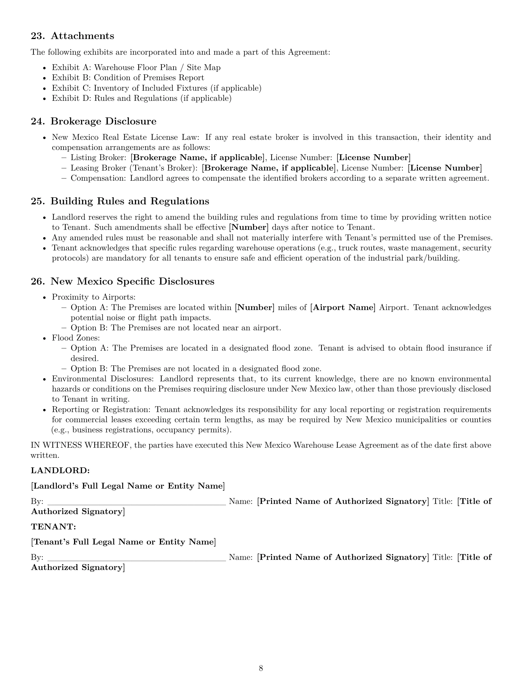 Preview page 8 of Pro New Mexico warehouse lease agreement template