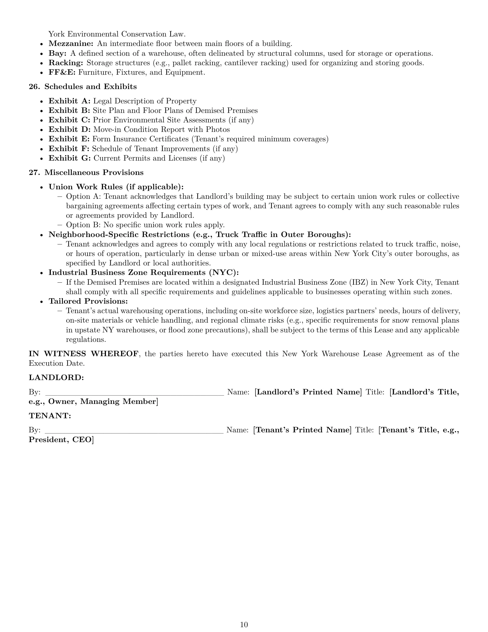 Preview page 10 of Pro New York warehouse lease agreement template
