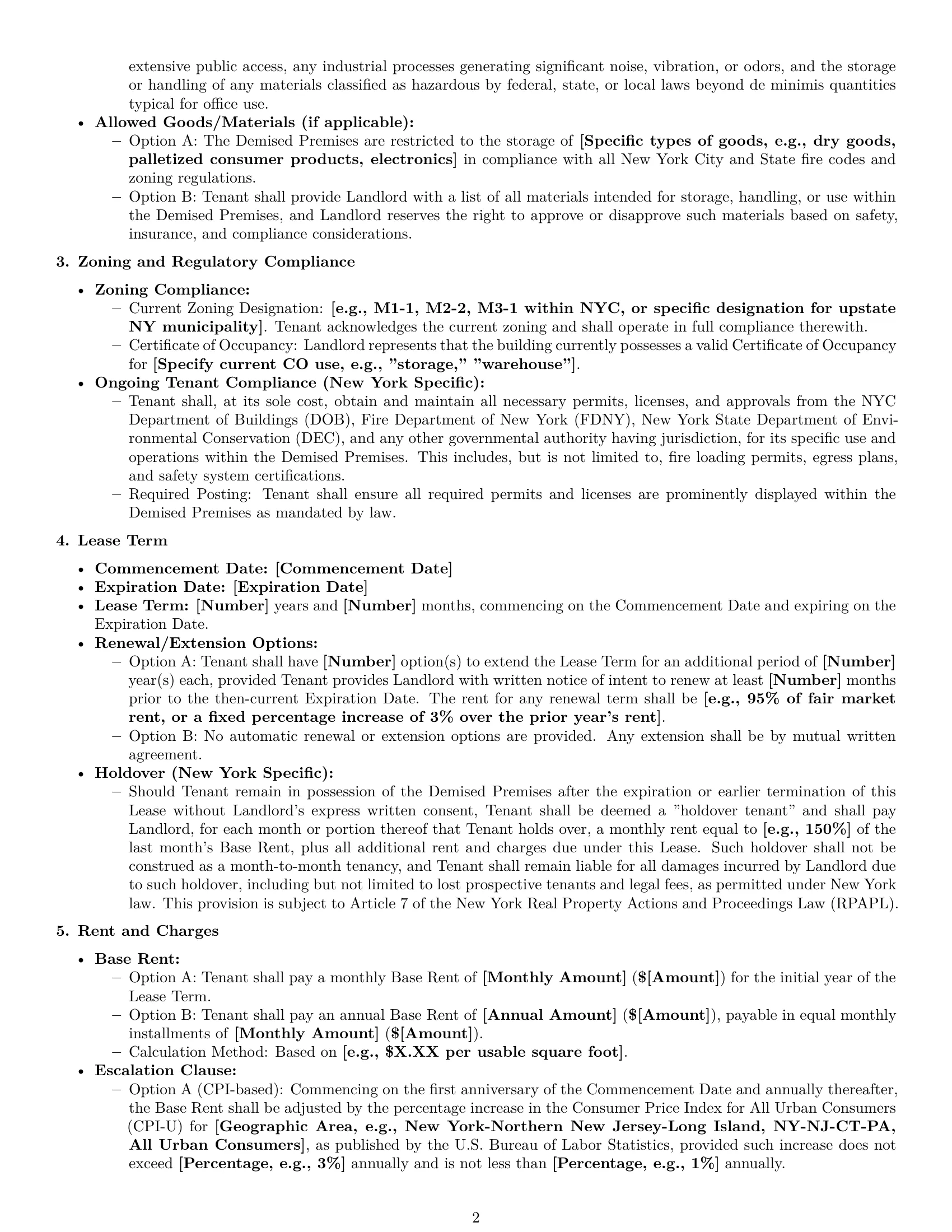 Preview page 2 of Pro New York warehouse lease agreement template