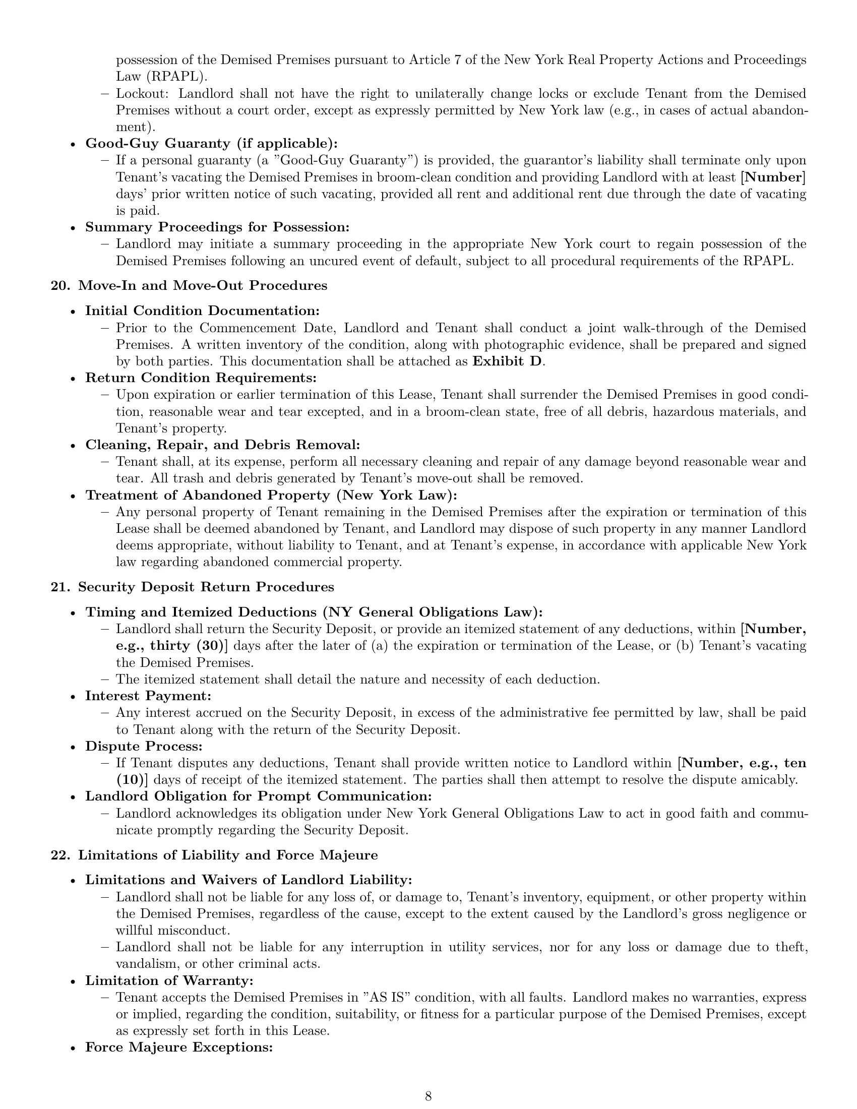 Preview page 8 of Pro New York warehouse lease agreement template