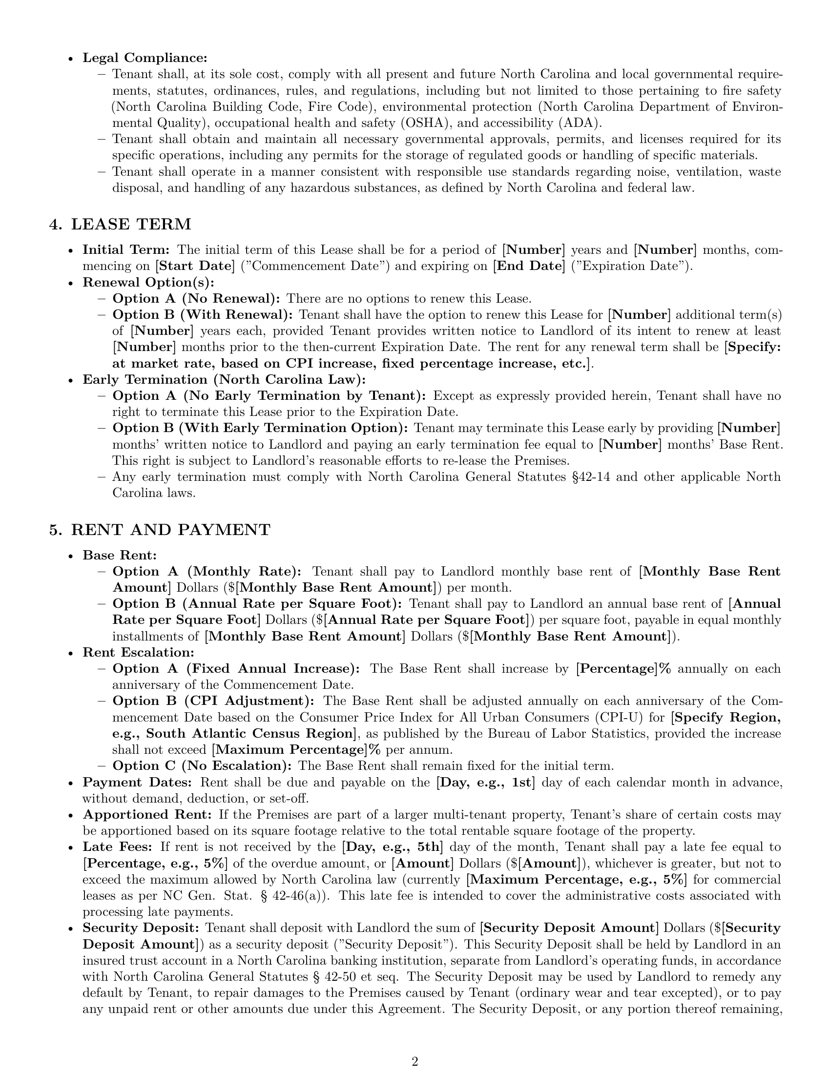 Preview page 2 of Pro North Carolina warehouse lease agreement template