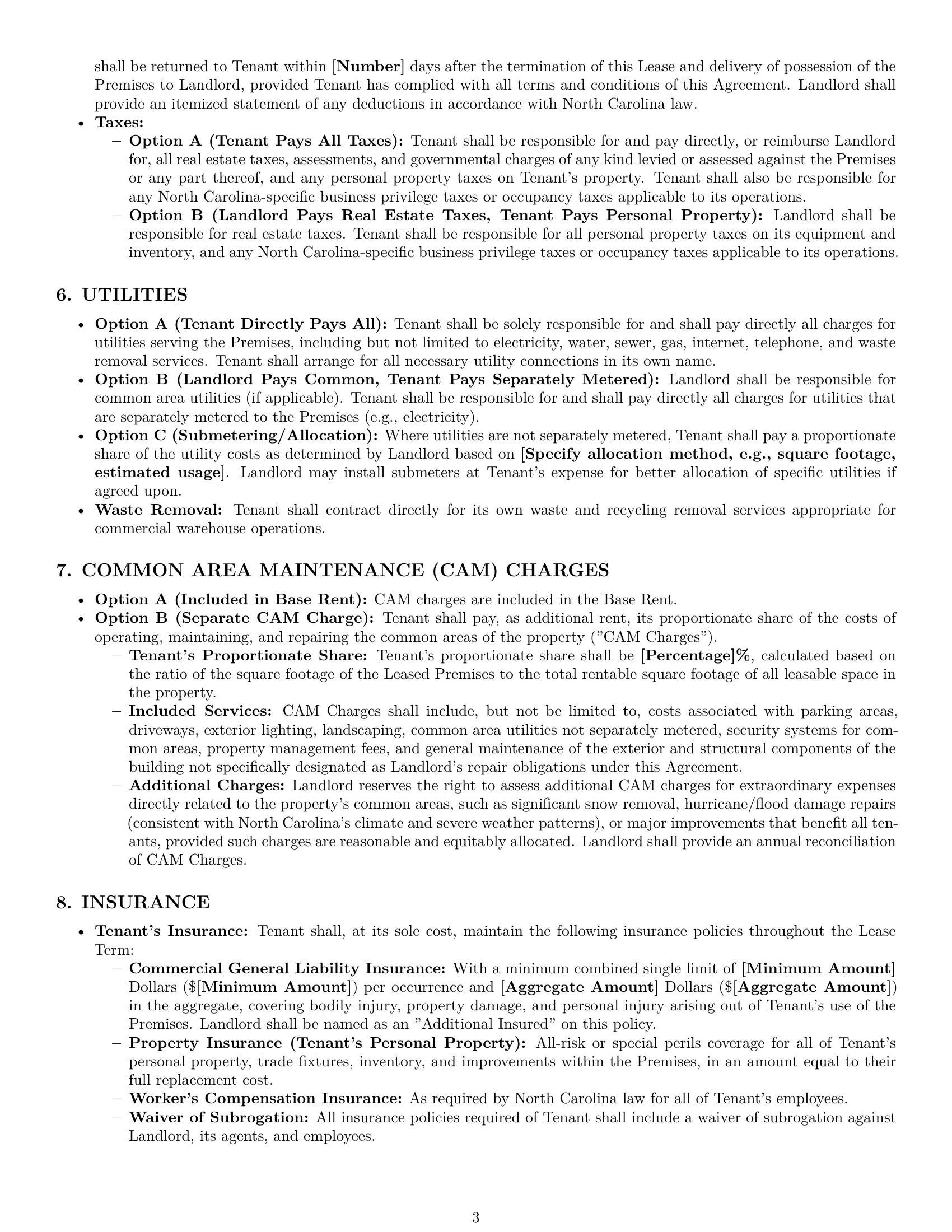 Preview page 3 of Pro North Carolina warehouse lease agreement template