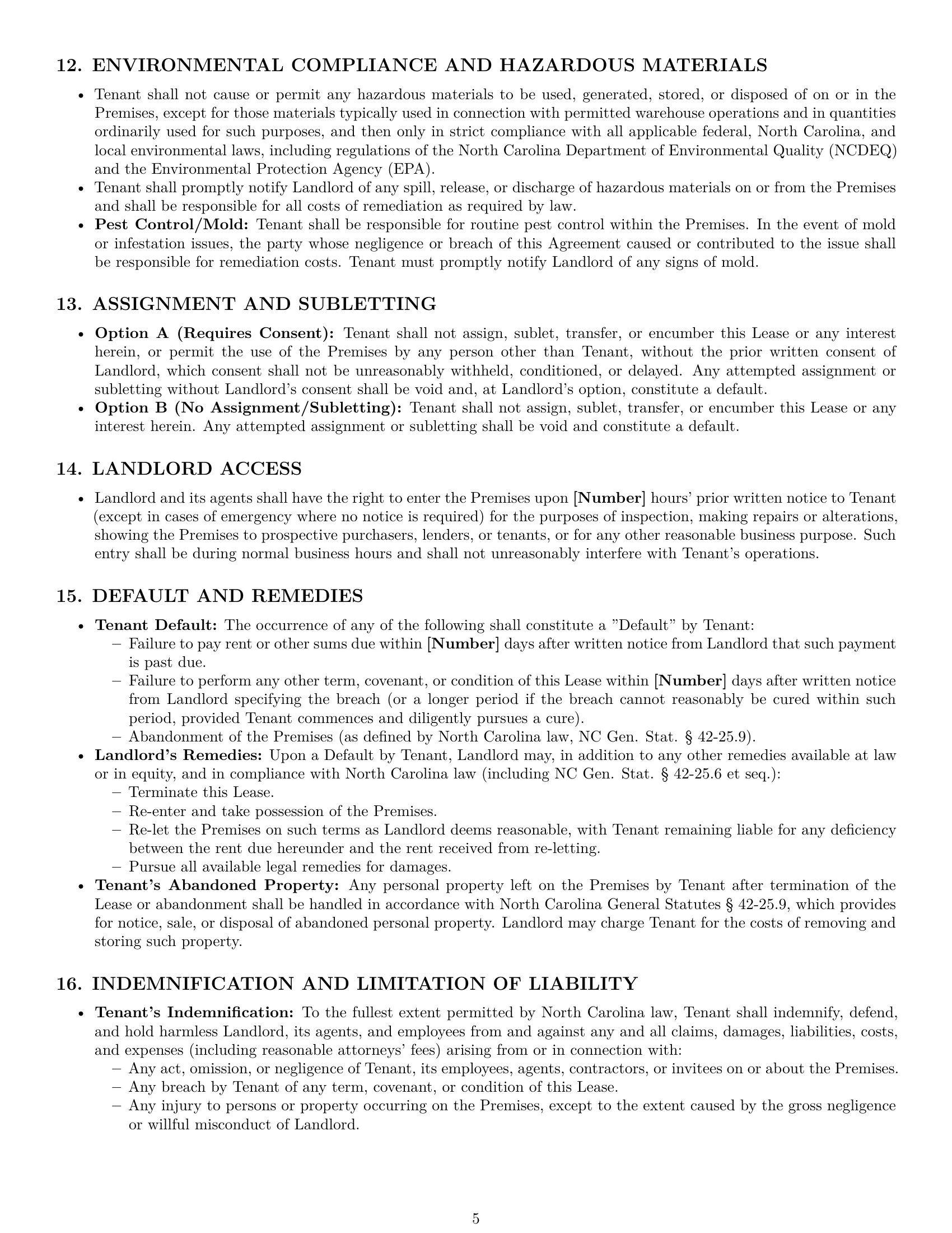 Preview page 5 of Pro North Carolina warehouse lease agreement template
