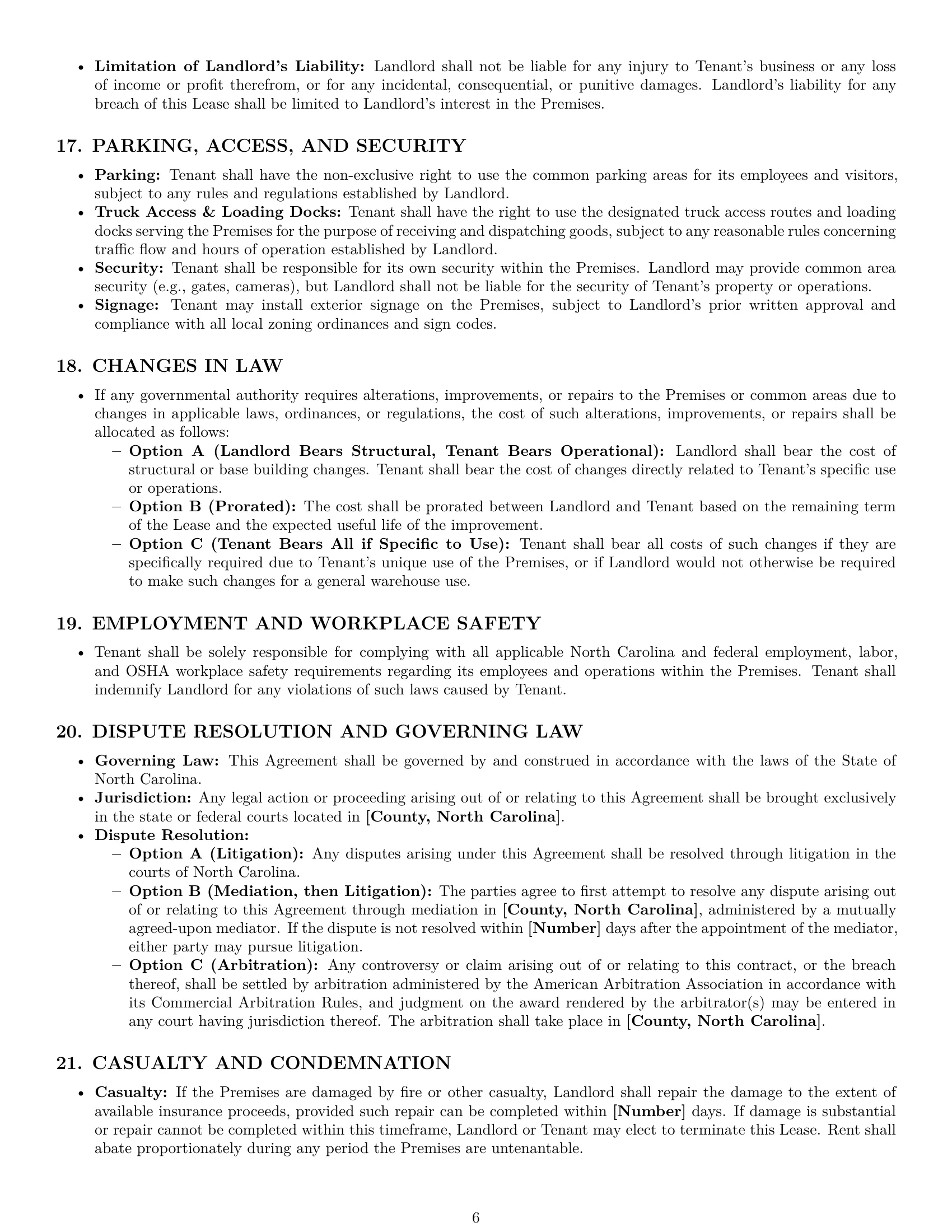 Preview page 6 of Pro North Carolina warehouse lease agreement template