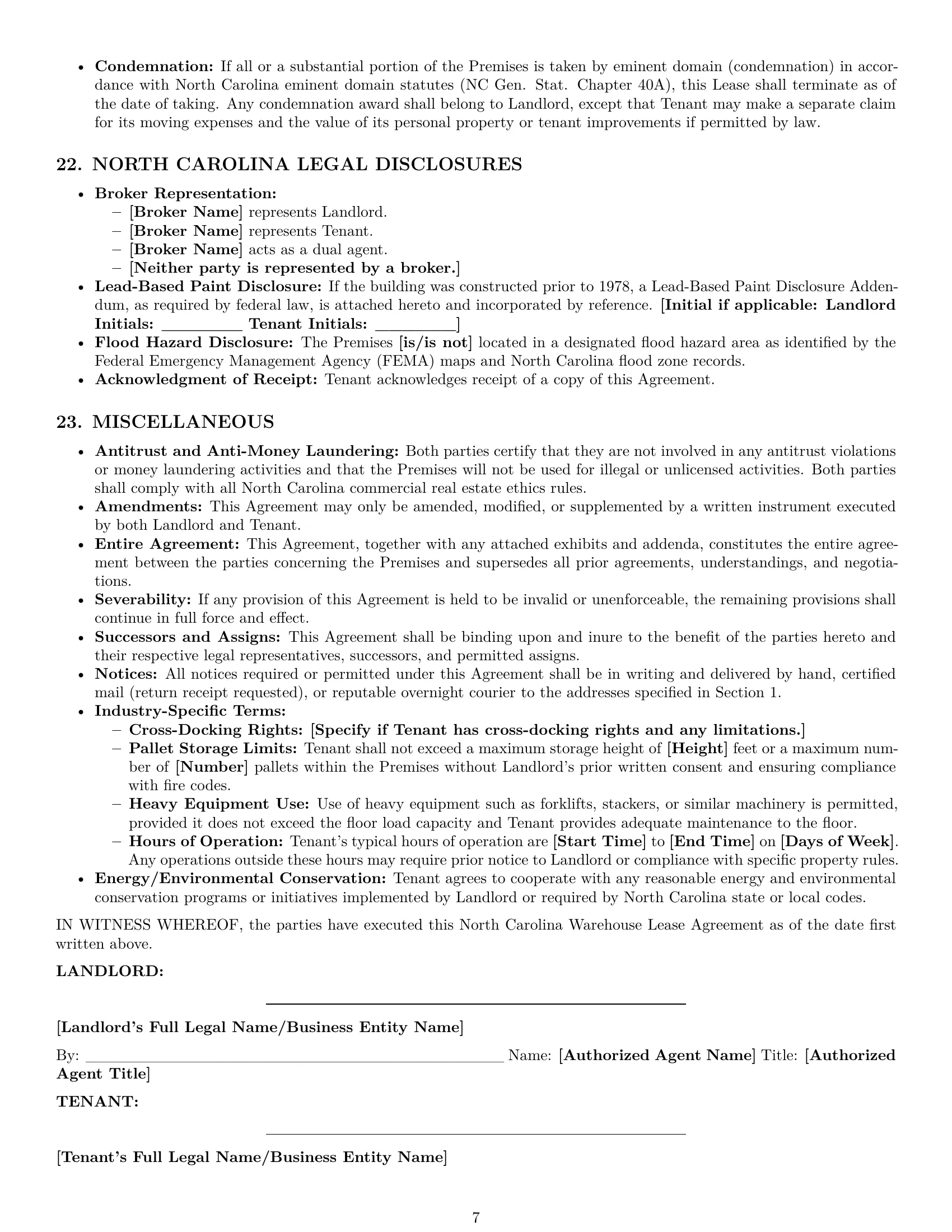Preview page 7 of Pro North Carolina warehouse lease agreement template