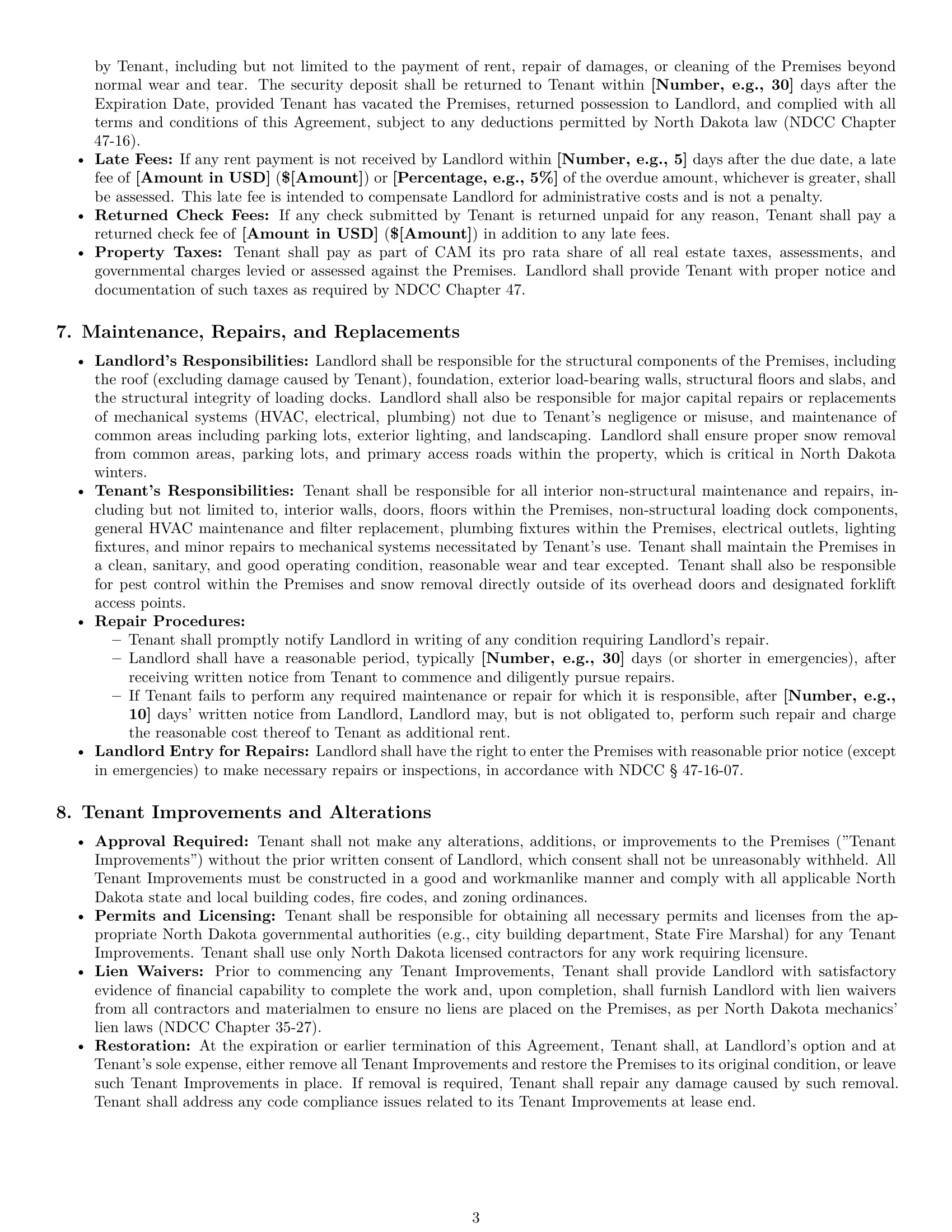 Preview page 3 of Pro North Dakota warehouse lease agreement template