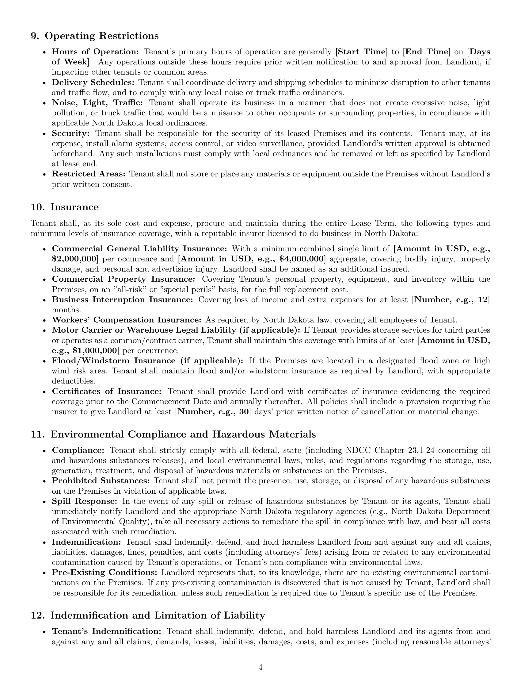 Preview page 4 of Pro North Dakota warehouse lease agreement template