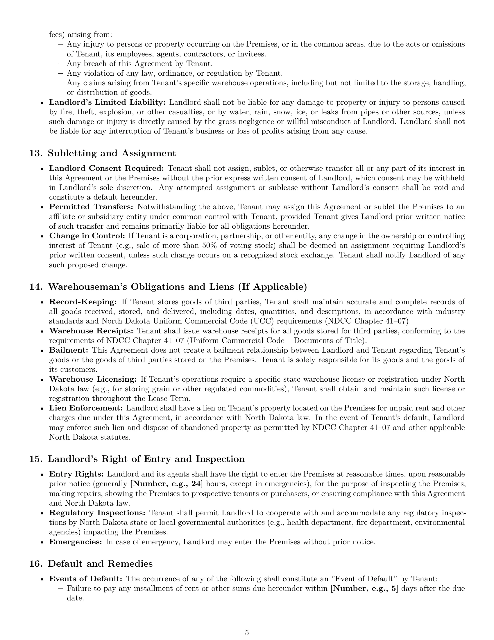Preview page 5 of Pro North Dakota warehouse lease agreement template