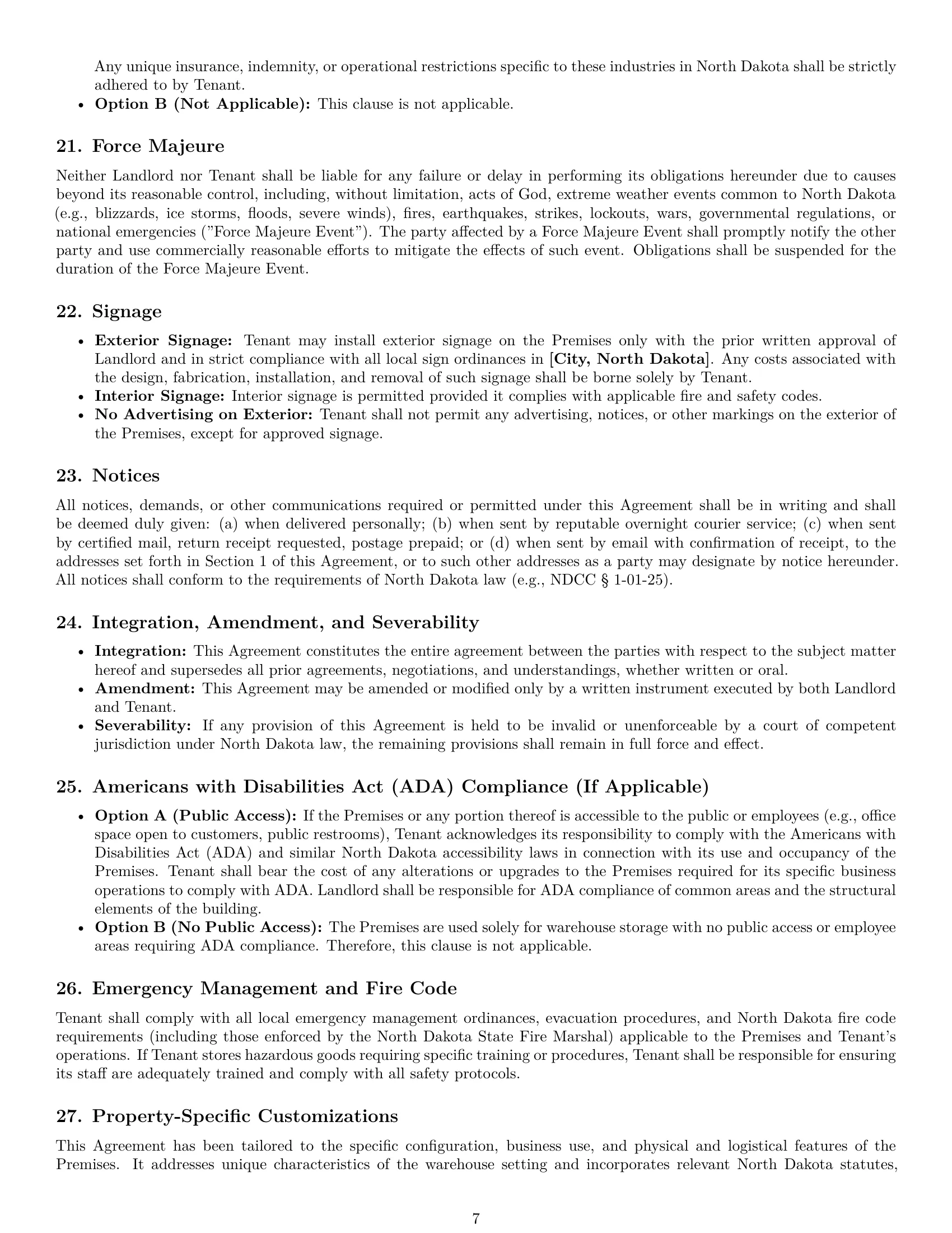 Preview page 7 of Pro North Dakota warehouse lease agreement template