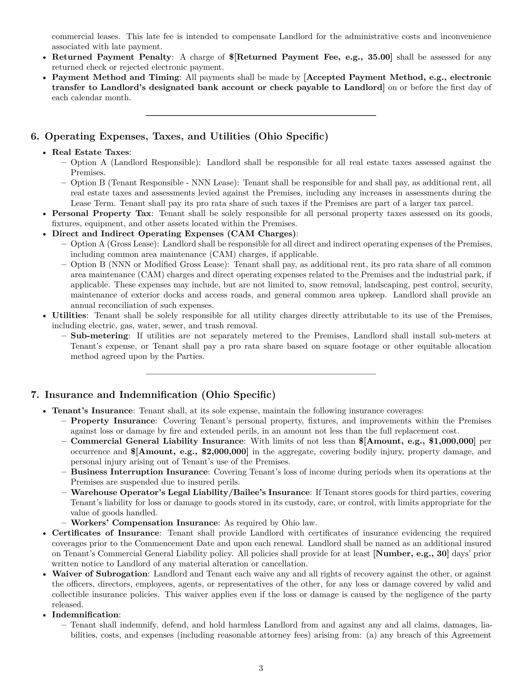 Preview page 3 of Pro Ohio warehouse lease agreement template