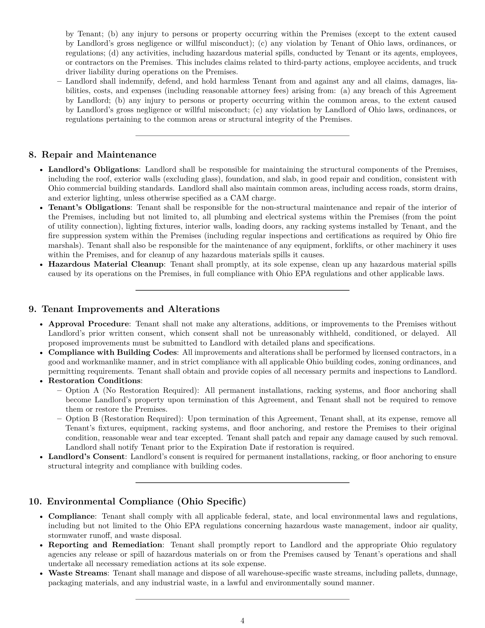 Preview page 4 of Pro Ohio warehouse lease agreement template