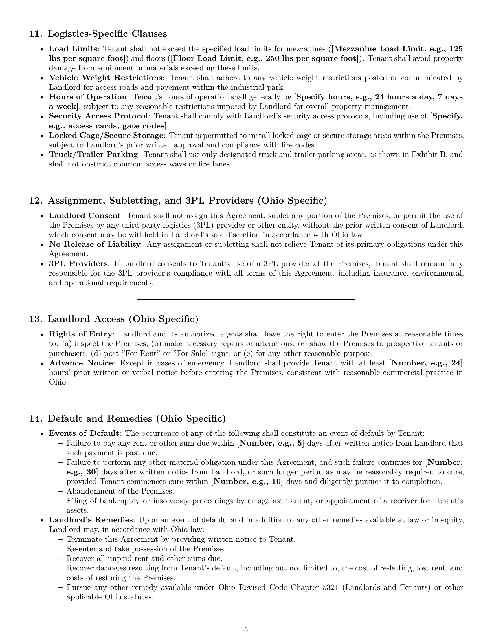 Preview page 5 of Pro Ohio warehouse lease agreement template
