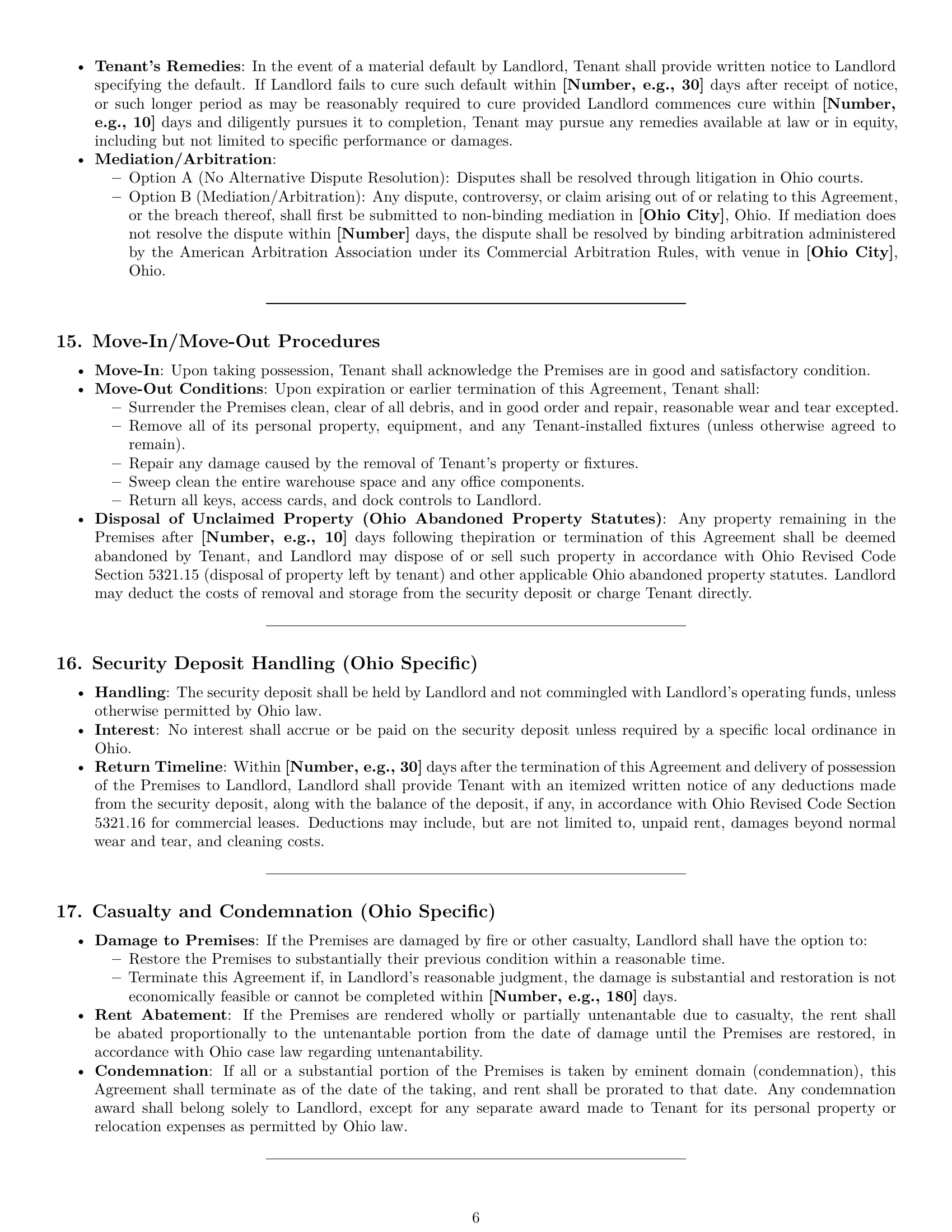 Preview page 6 of Pro Ohio warehouse lease agreement template