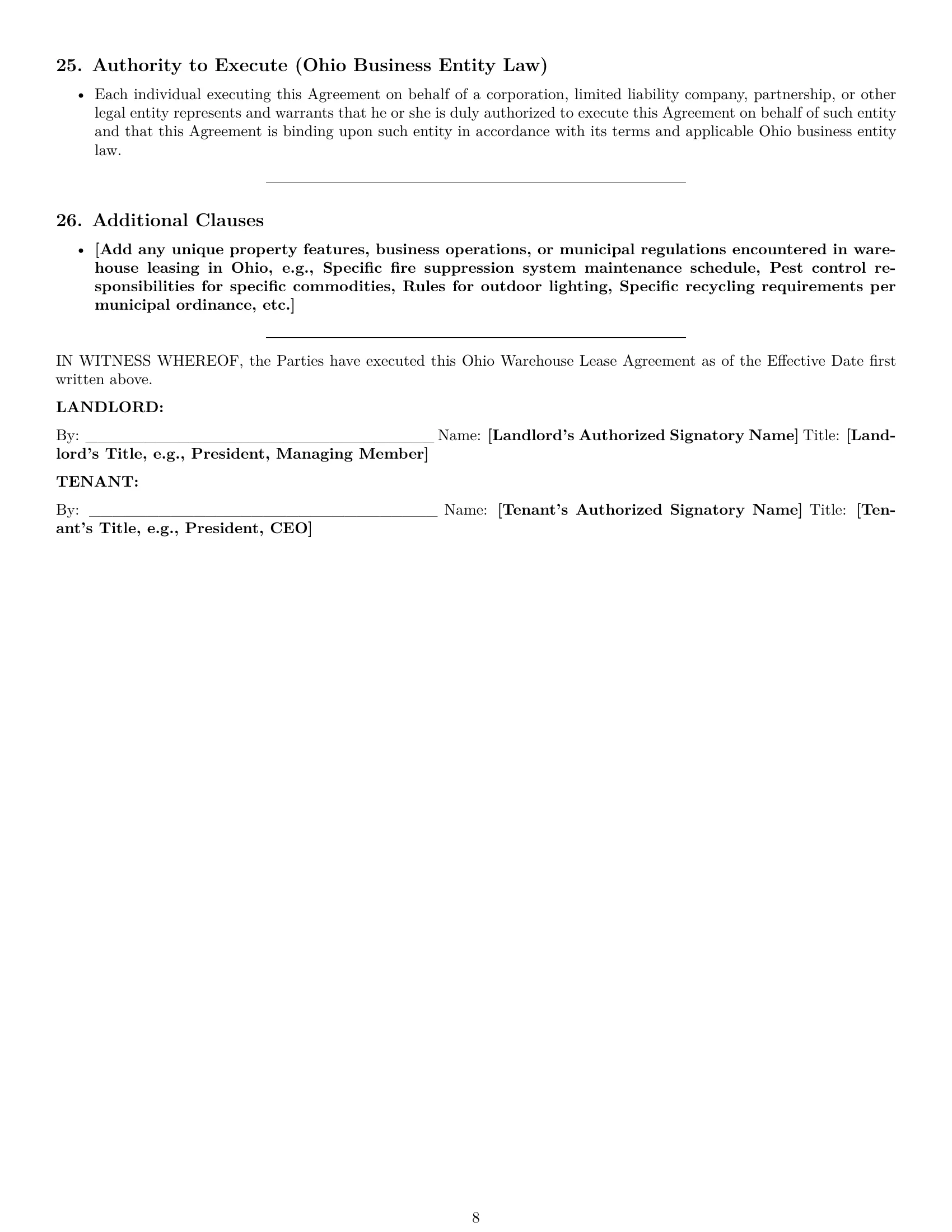 Preview page 8 of Pro Ohio warehouse lease agreement template