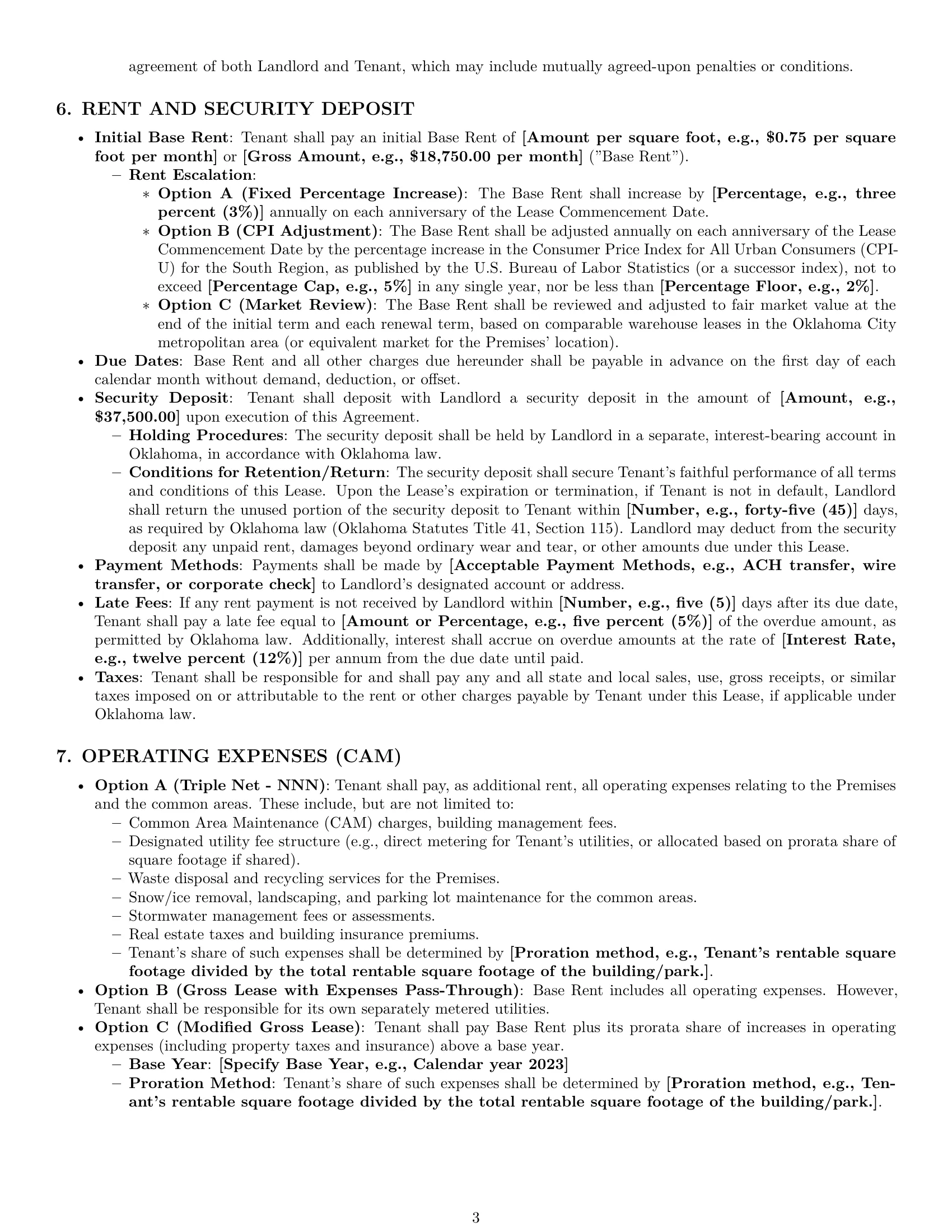 Preview page 3 of Pro Oklahoma warehouse lease agreement template