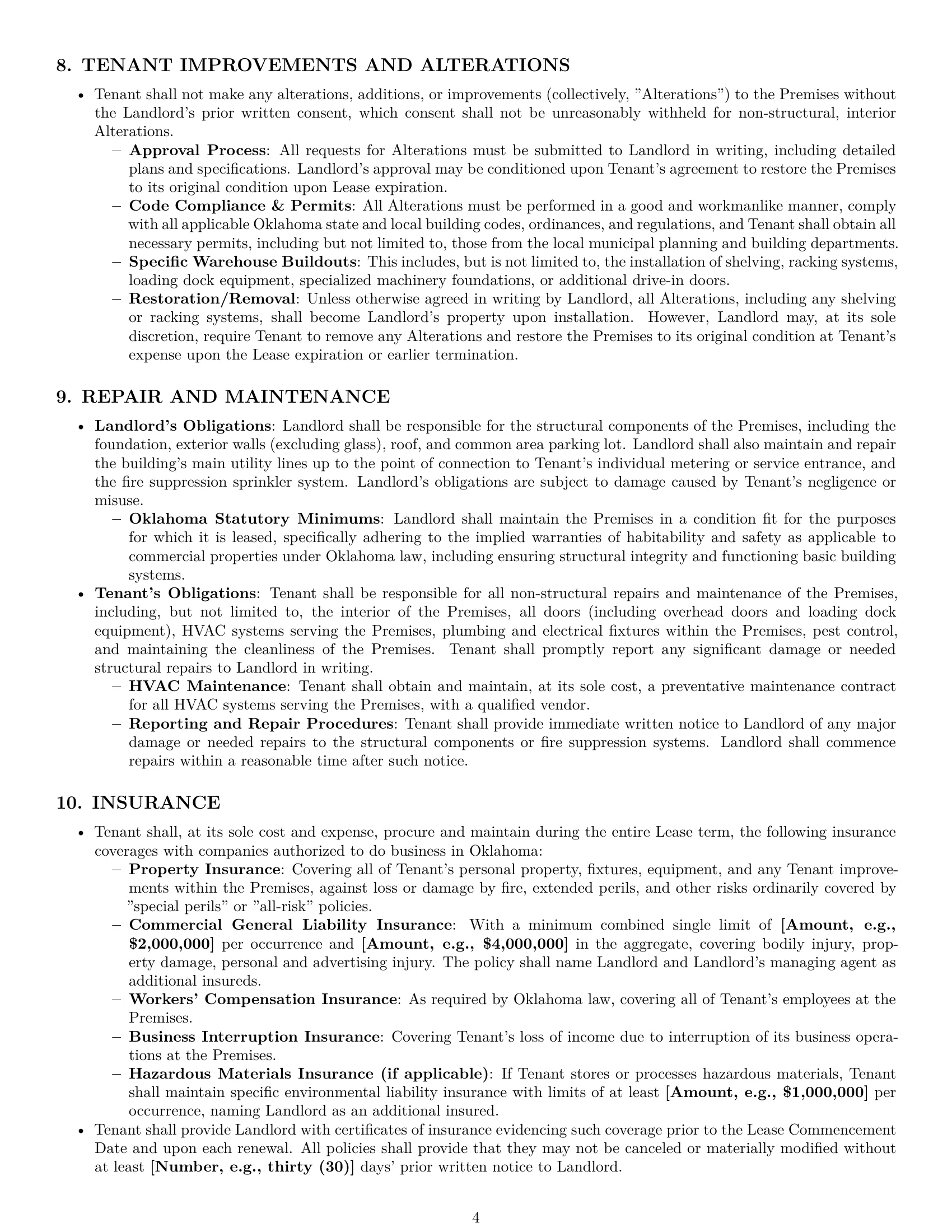 Preview page 4 of Pro Oklahoma warehouse lease agreement template