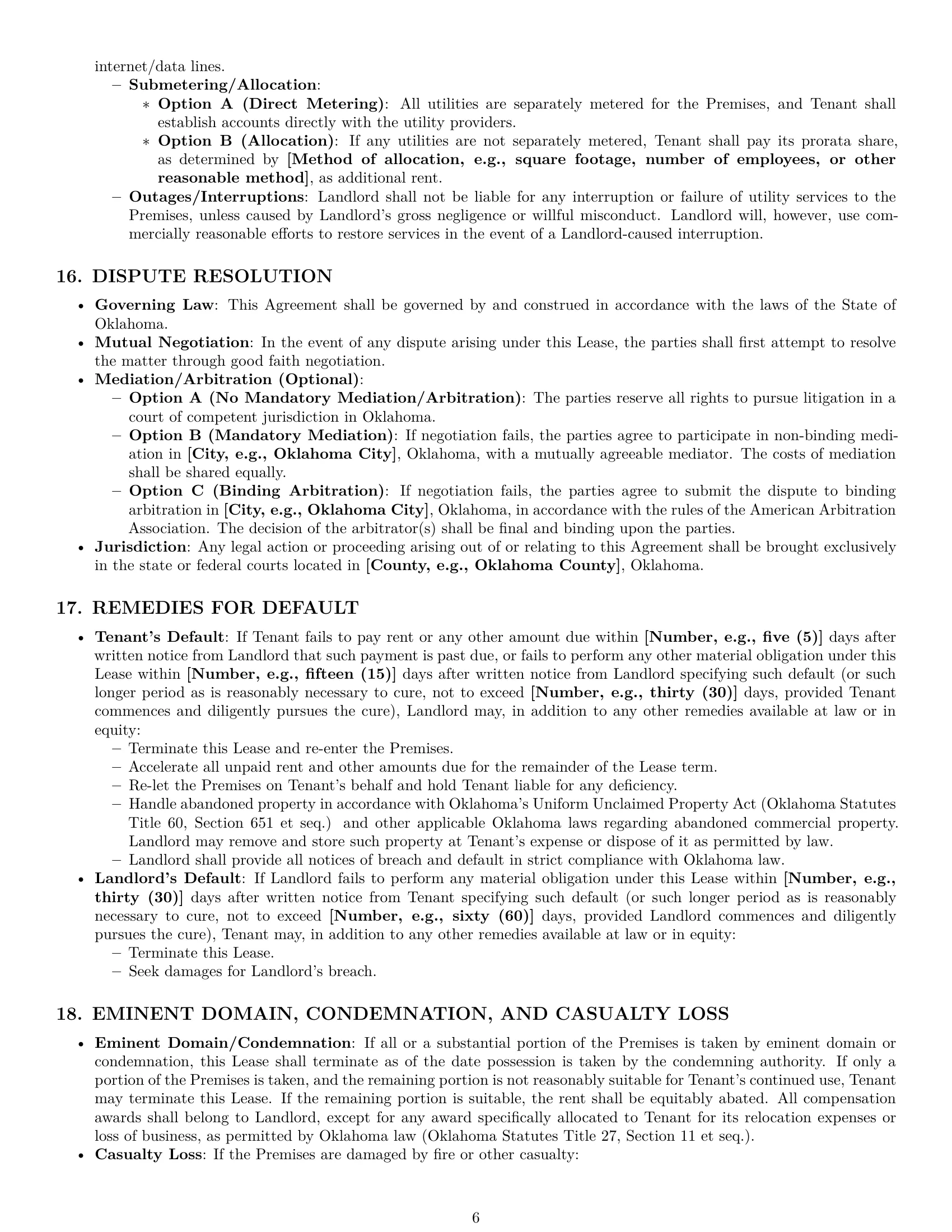 Preview page 6 of Pro Oklahoma warehouse lease agreement template