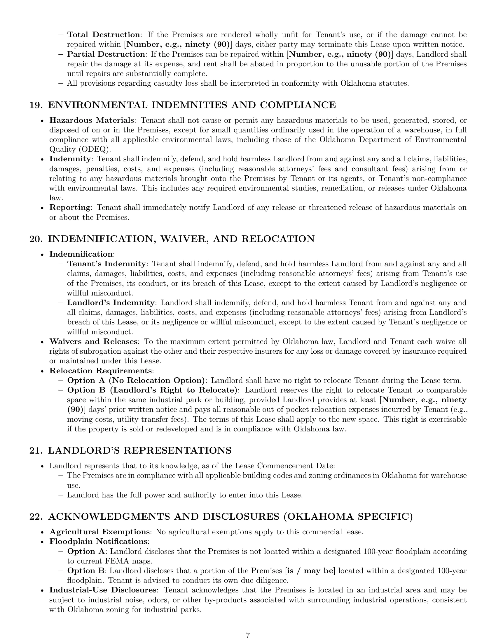 Preview page 7 of Pro Oklahoma warehouse lease agreement template