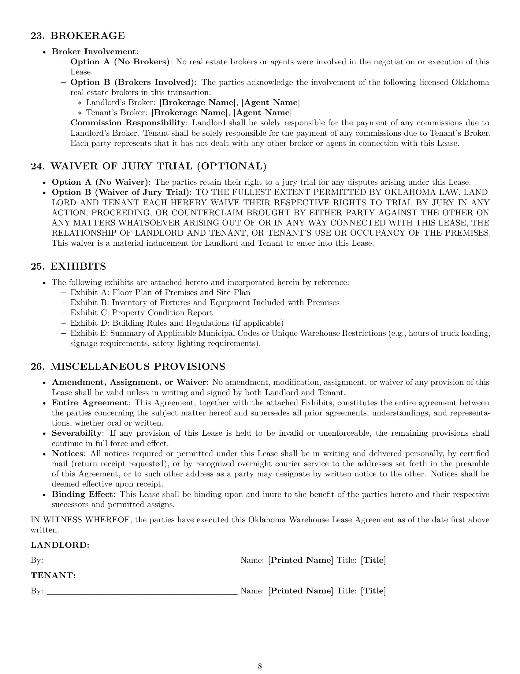 Preview page 8 of Pro Oklahoma warehouse lease agreement template
