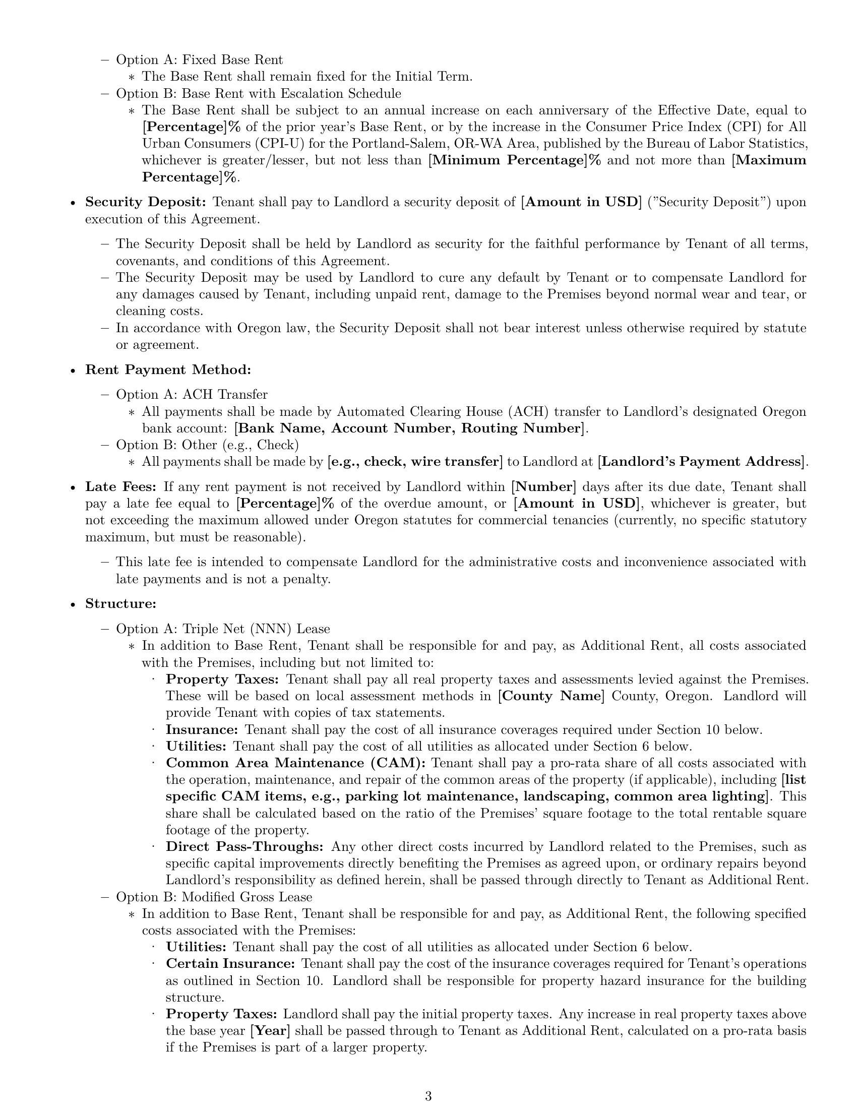 Preview page 3 of Pro Oregon warehouse lease agreement template