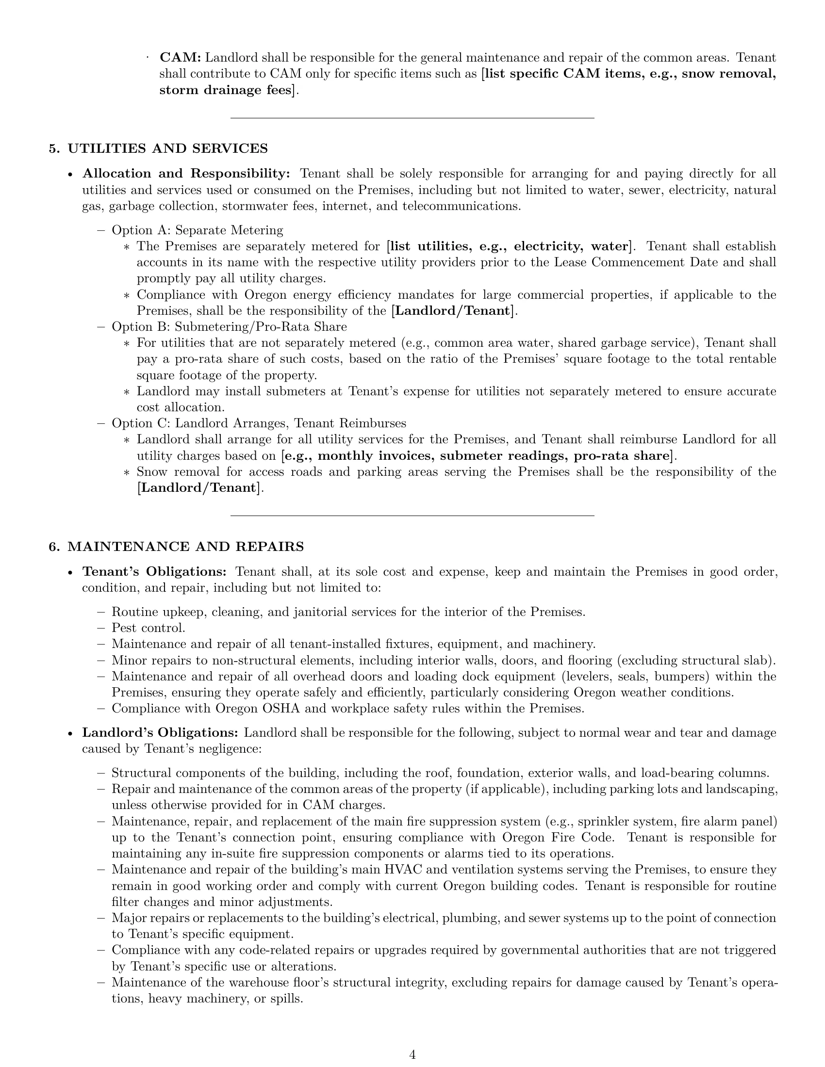 Preview page 4 of Pro Oregon warehouse lease agreement template