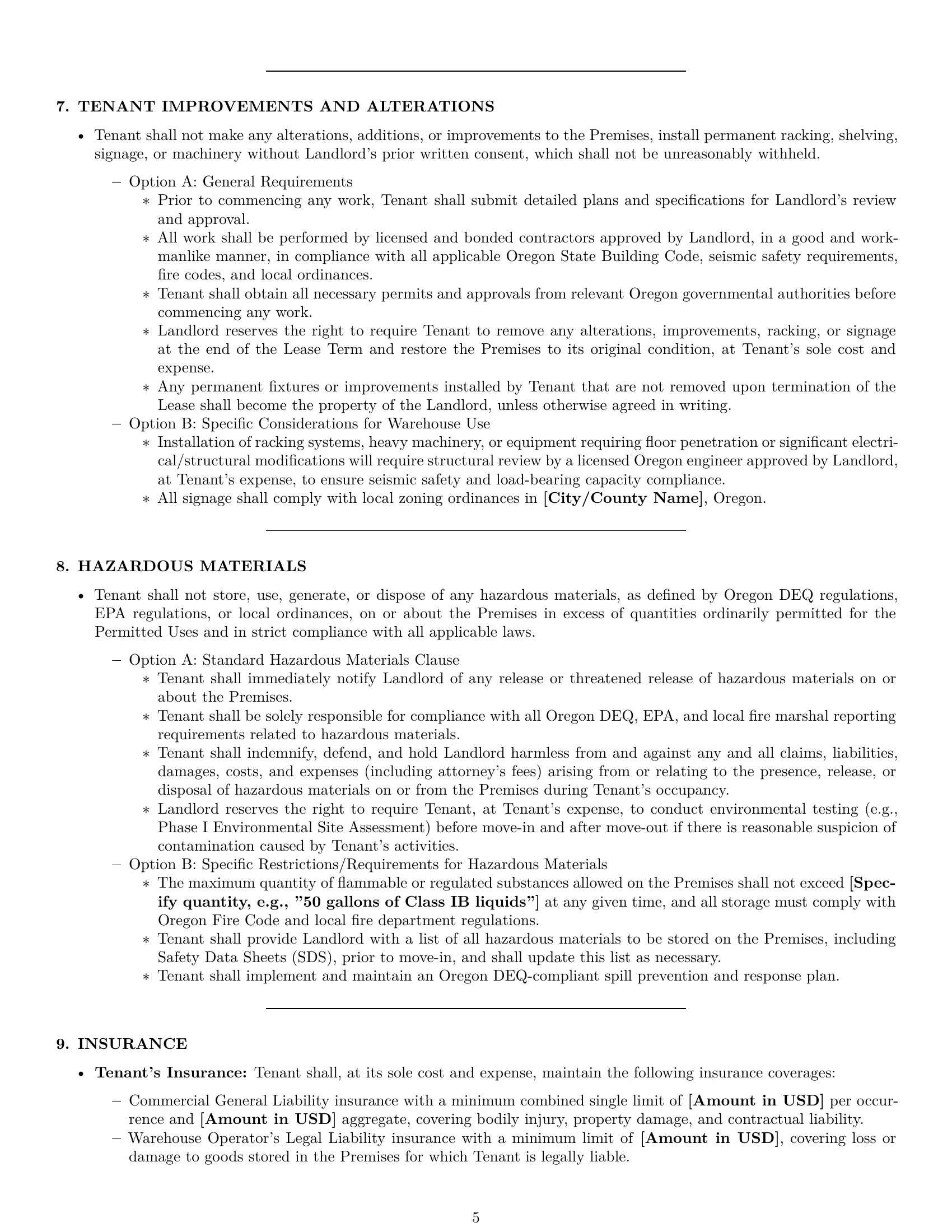 Preview page 5 of Pro Oregon warehouse lease agreement template