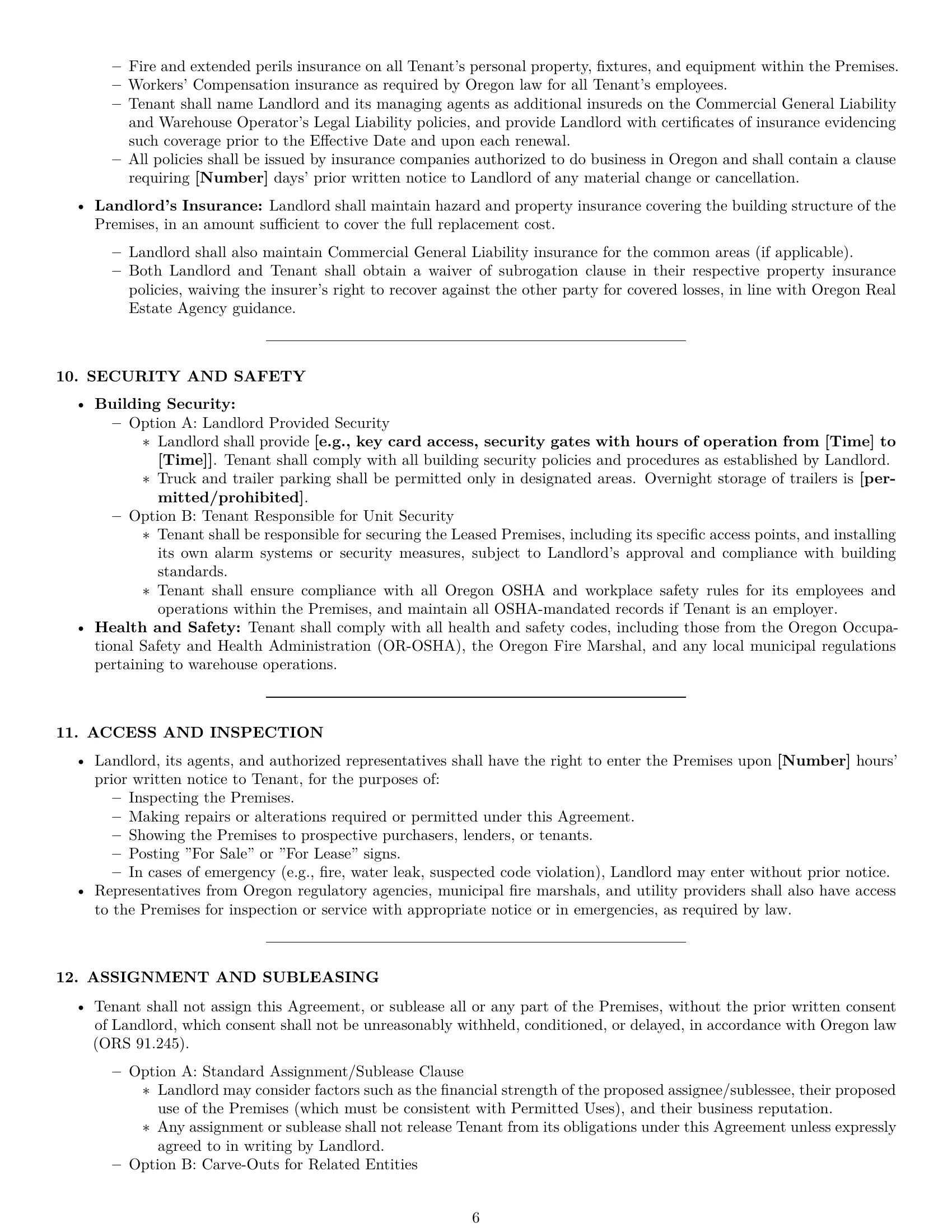 Preview page 6 of Pro Oregon warehouse lease agreement template