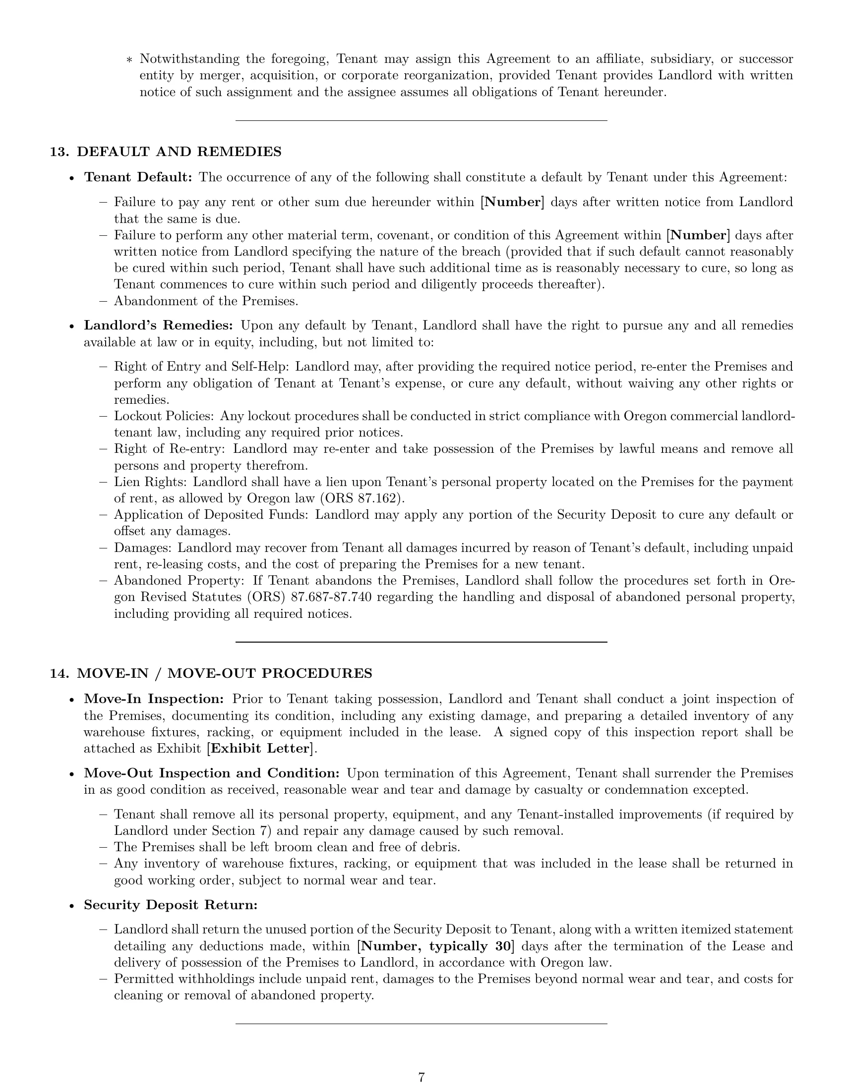 Preview page 7 of Pro Oregon warehouse lease agreement template
