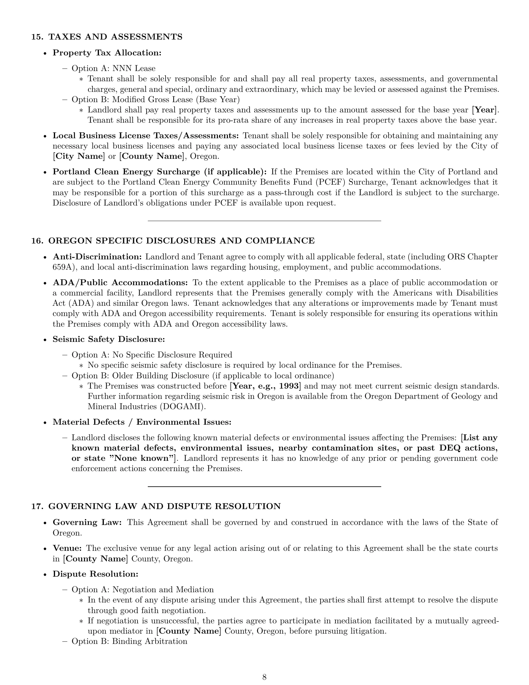 Preview page 8 of Pro Oregon warehouse lease agreement template