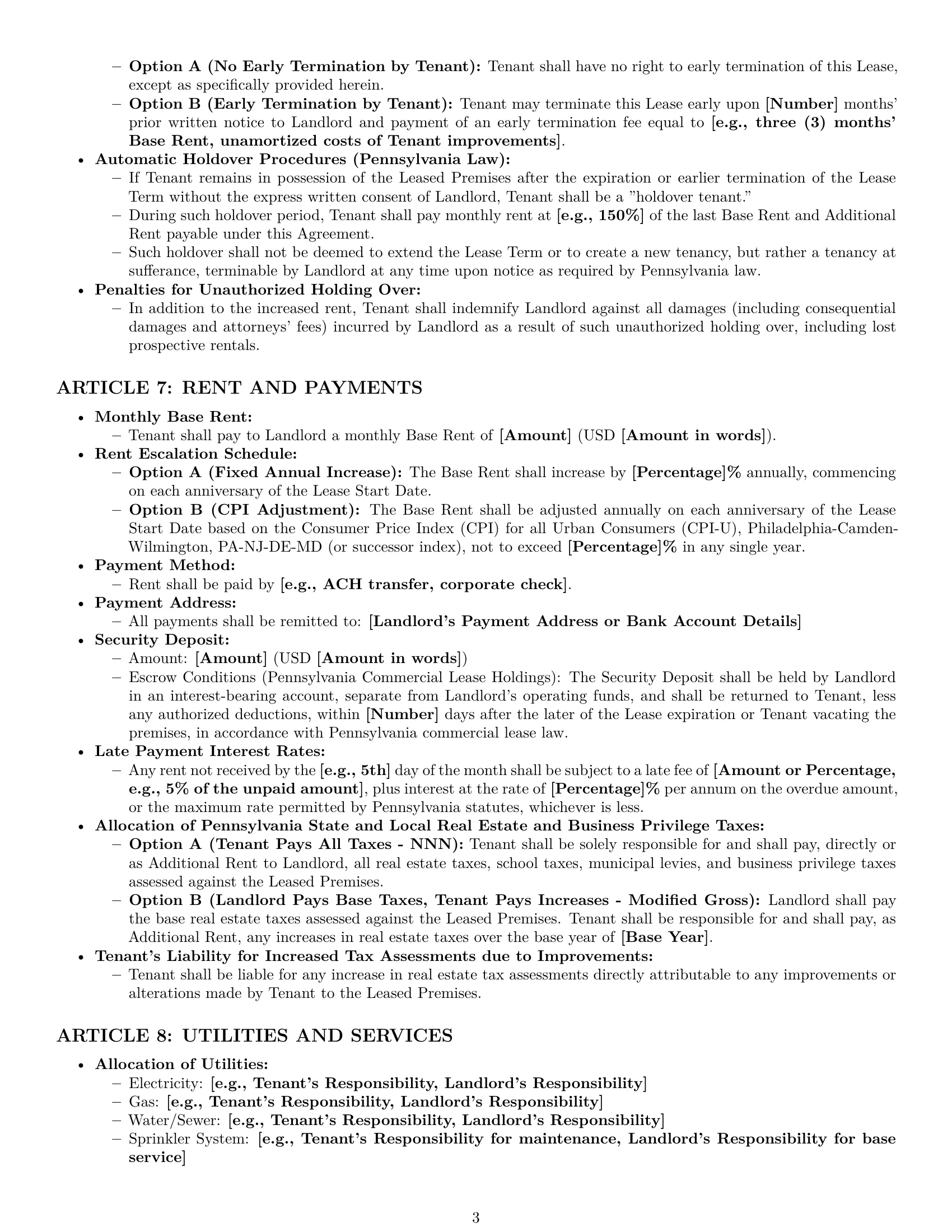 Preview page 3 of Pro Pennsylvania warehouse lease agreement template