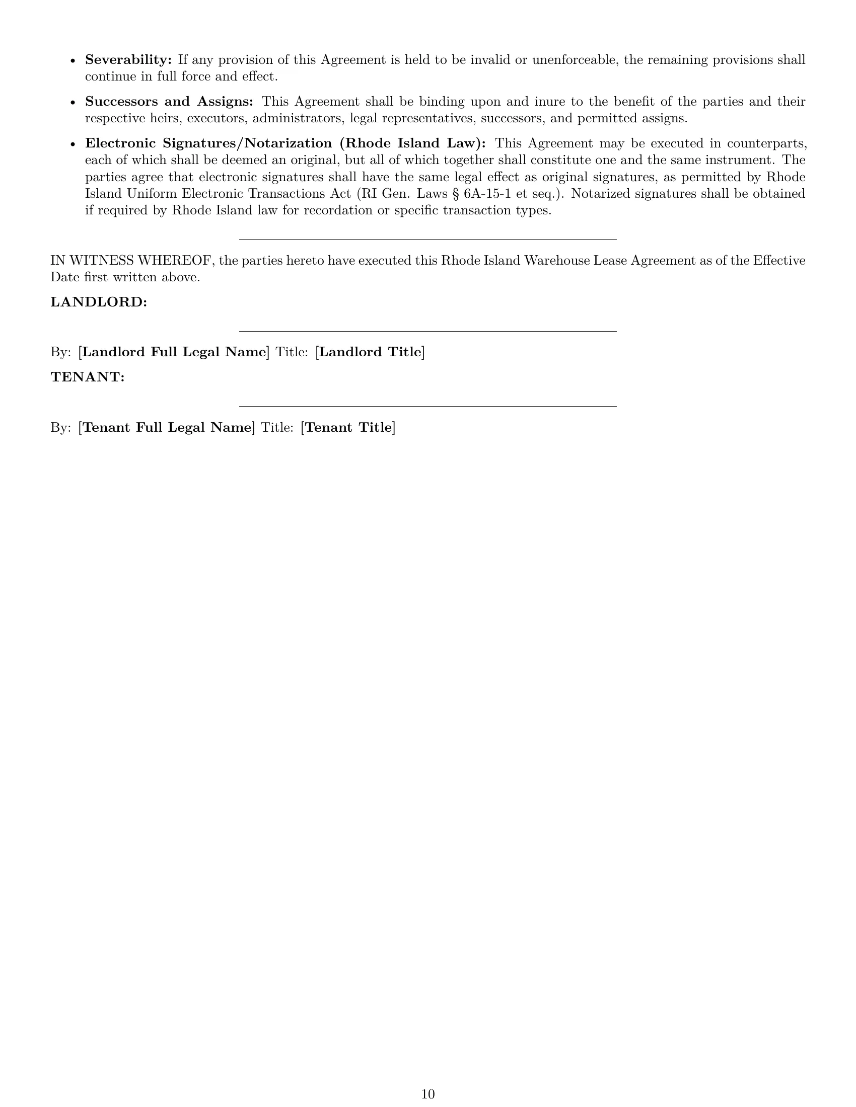 Preview page 10 of Pro Rhode Island warehouse lease agreement template