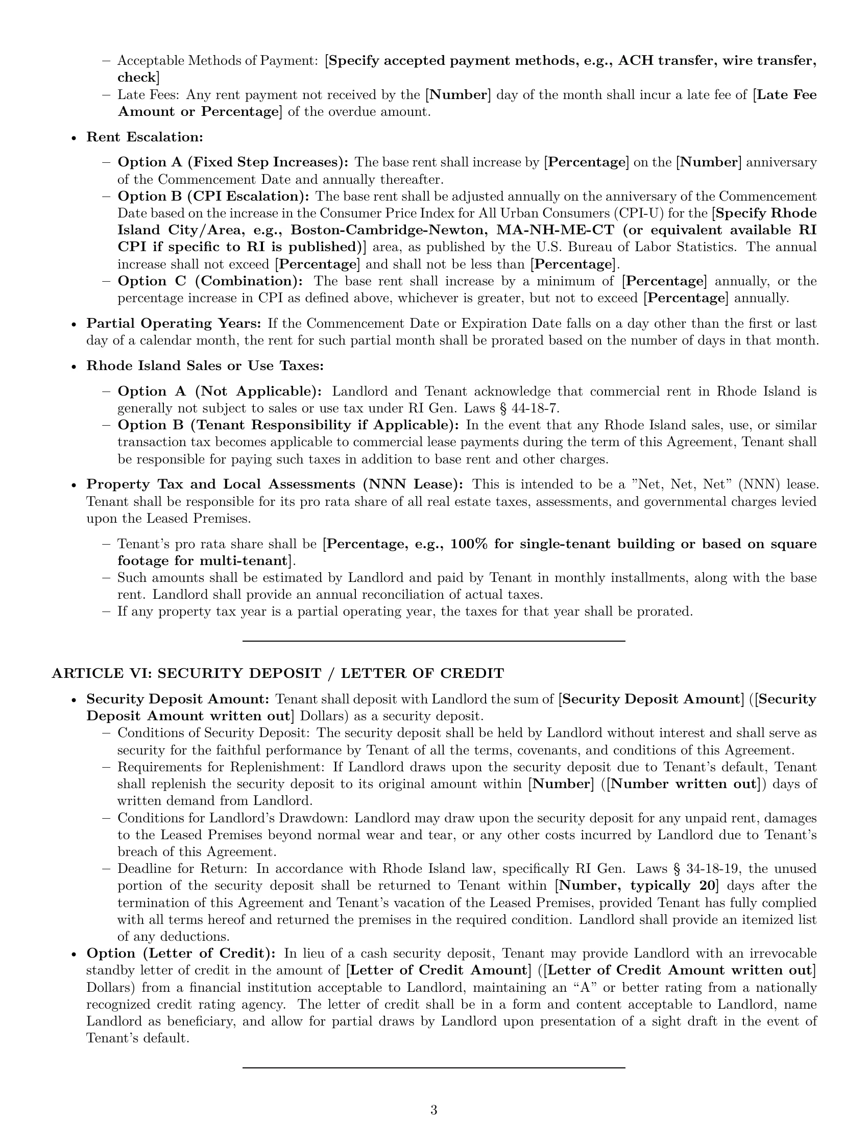 Preview page 3 of Pro Rhode Island warehouse lease agreement template