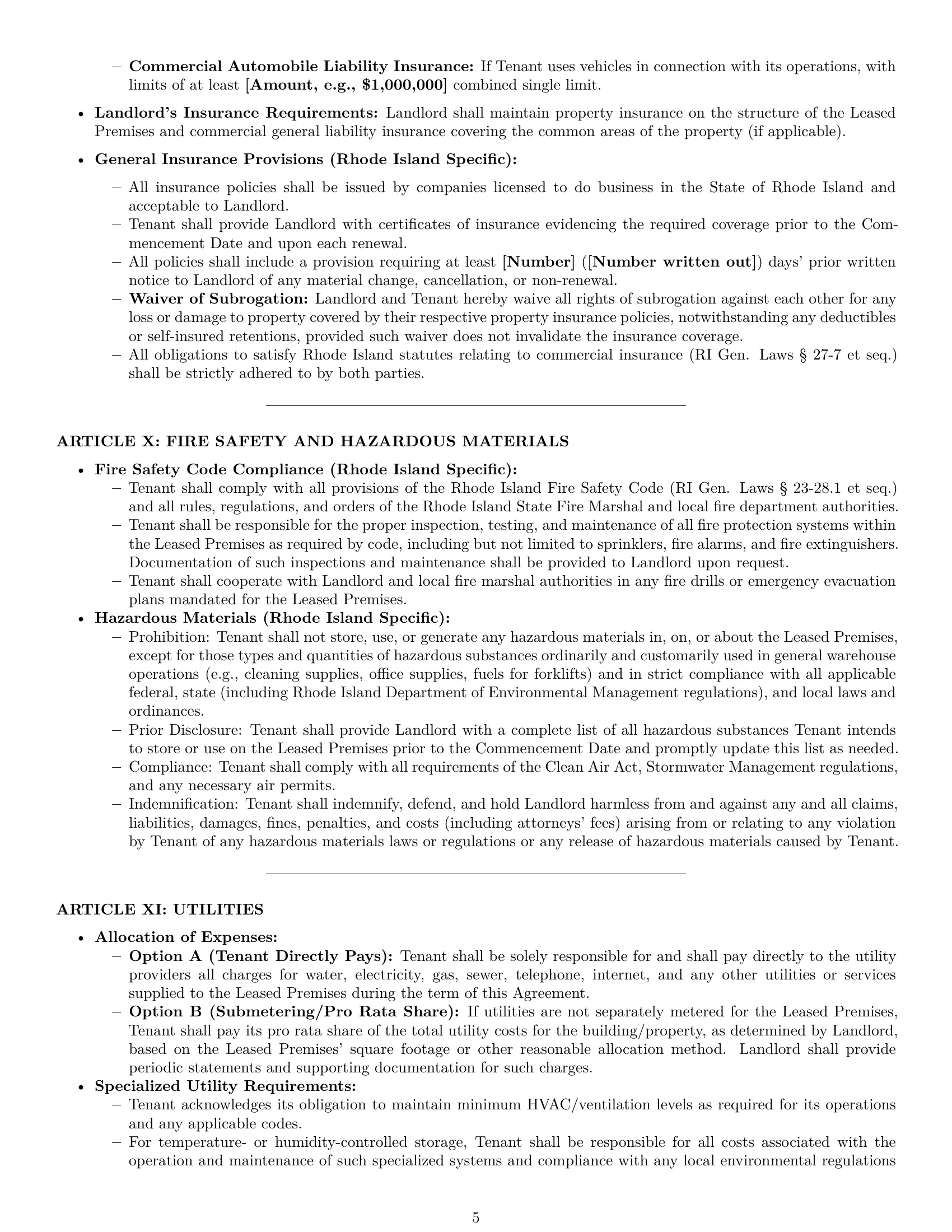 Preview page 5 of Pro Rhode Island warehouse lease agreement template