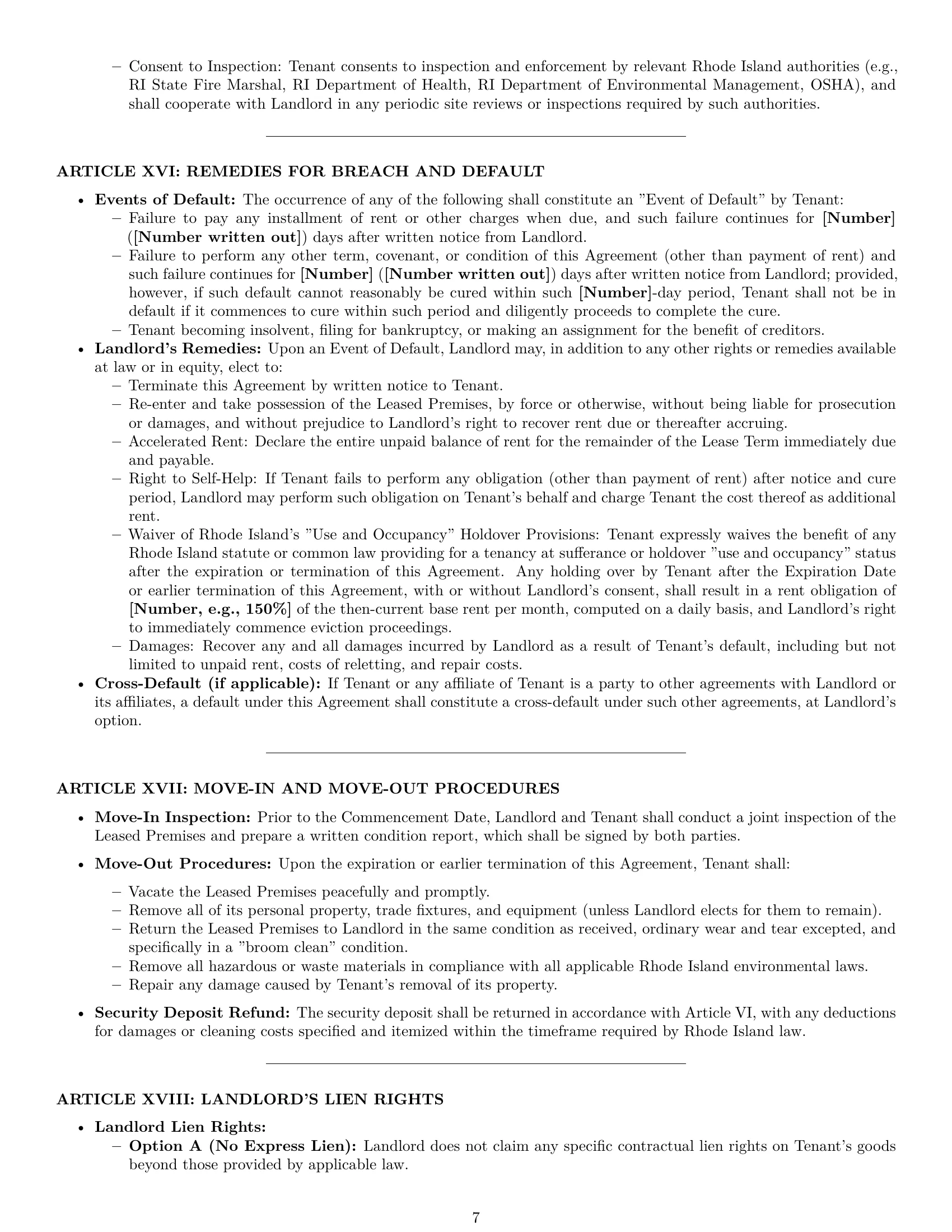 Preview page 7 of Pro Rhode Island warehouse lease agreement template