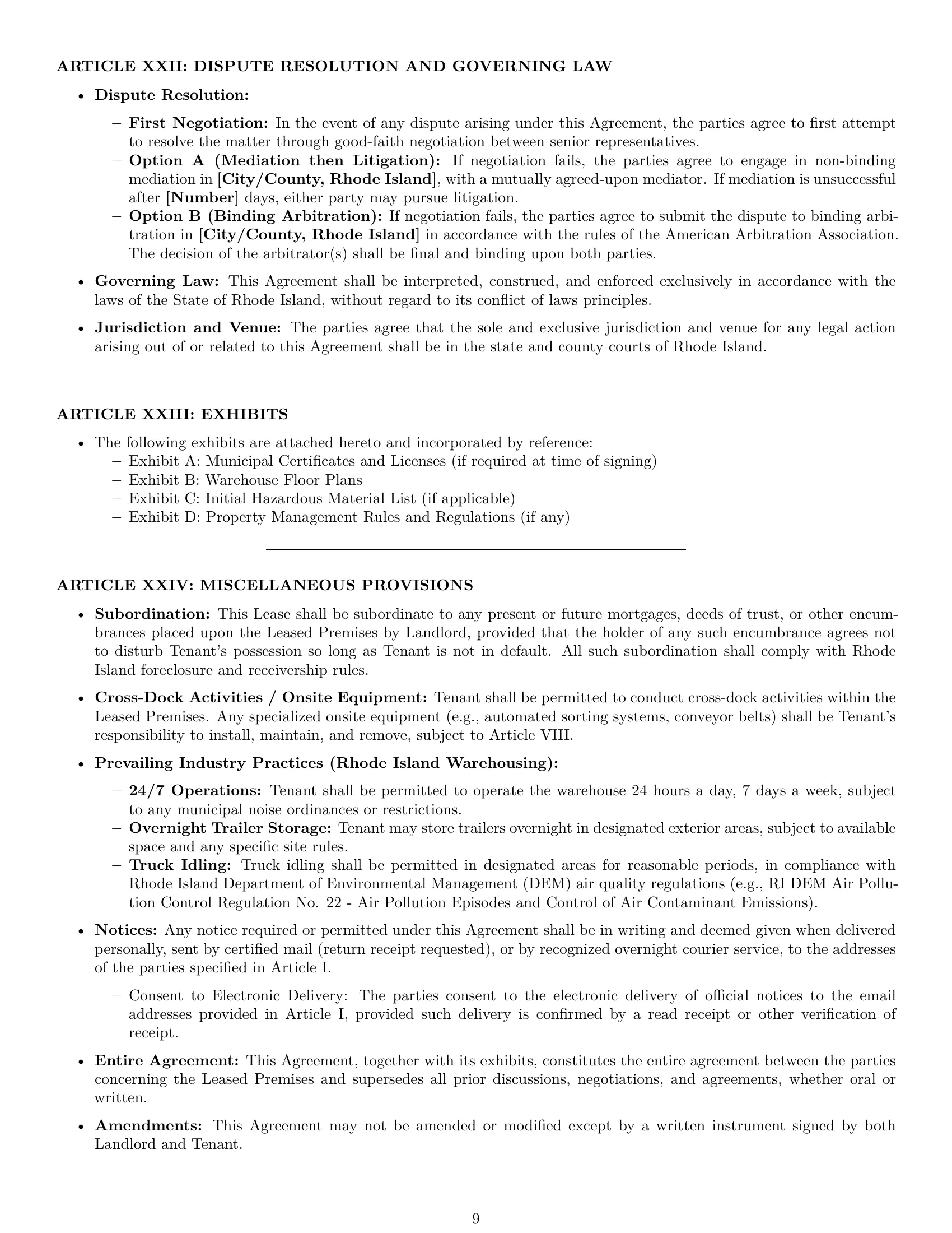 Preview page 9 of Pro Rhode Island warehouse lease agreement template