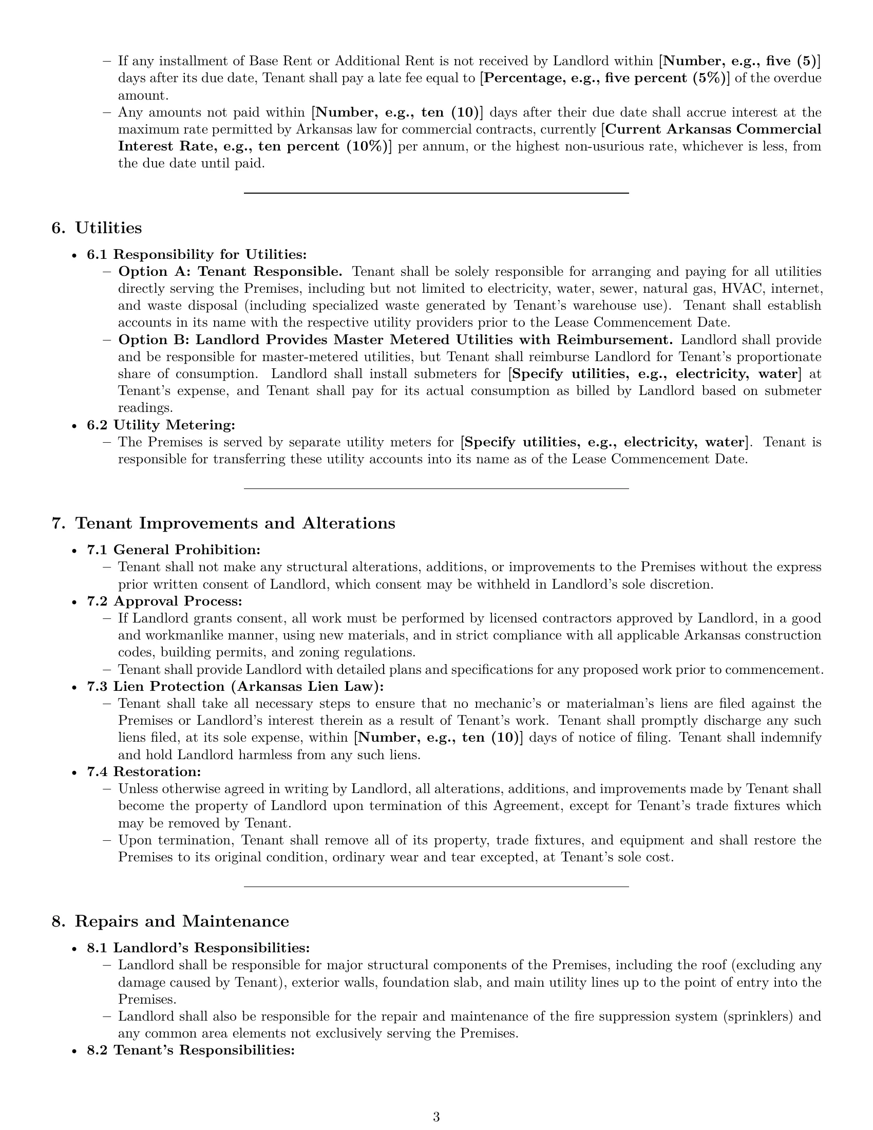 Preview page 3 of Pro Arkansas warehouse lease agreement template